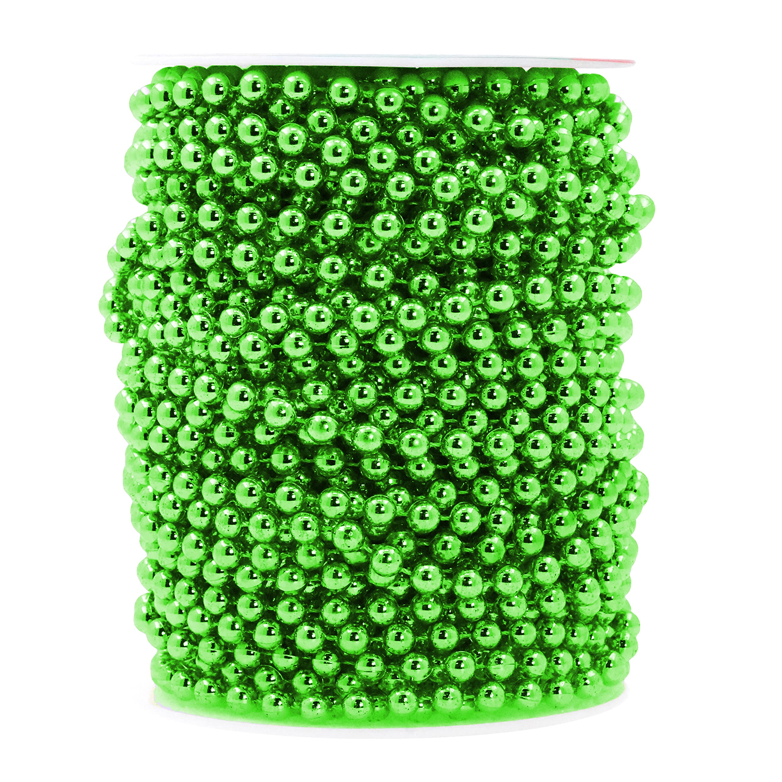 Mandala Crafts 6mm Faux Green Pearl Beads Roll, 27 Yards Decorative Pearl Garland String for Wedding, Christmas Tree, Floral Arrangements, Vases, and