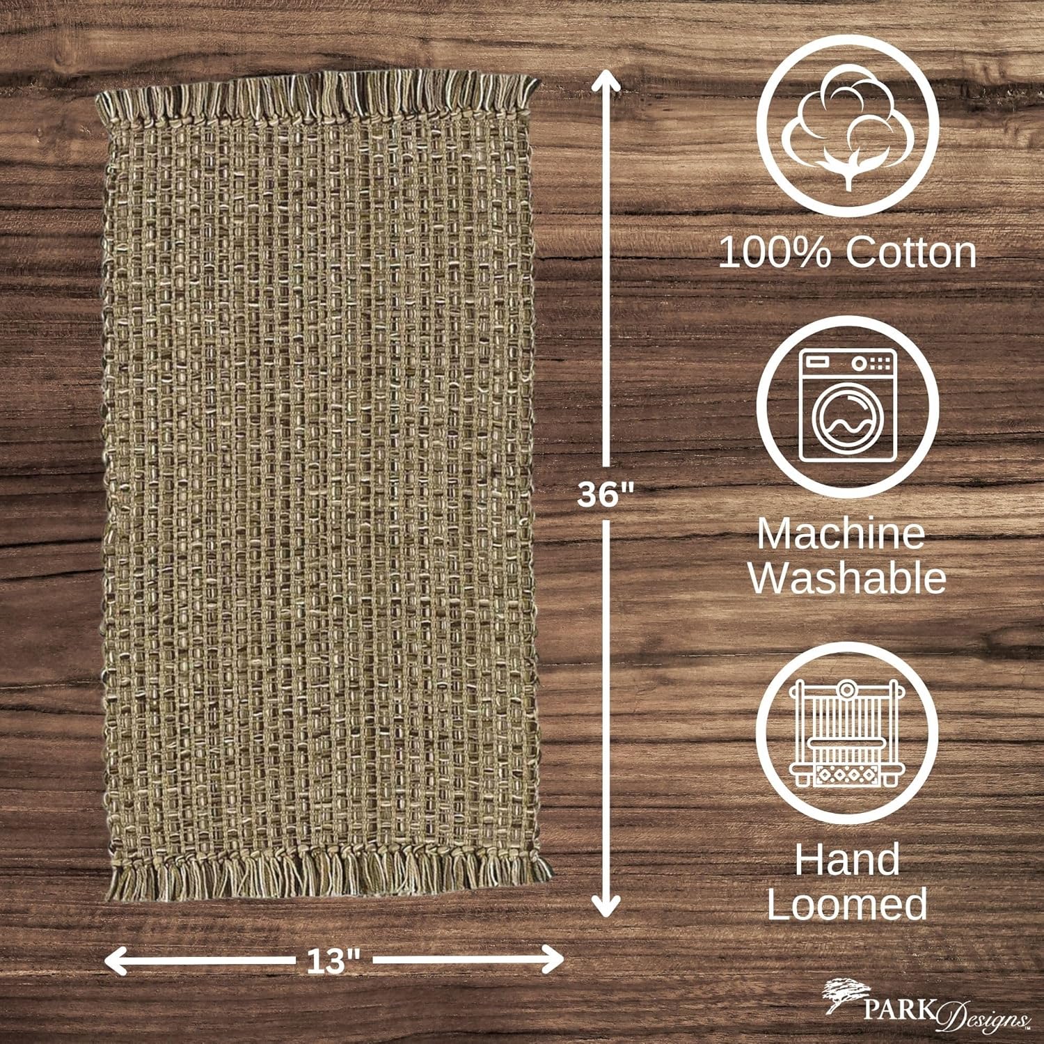 Park Designs Expresso Tweed Farmhouse Table Runner 36 Inch | 13x36 Rustic Dining Table Accessory | Hand Loomed & Rugged Texture | Modern Farmhouse Table Runners 36 Inches