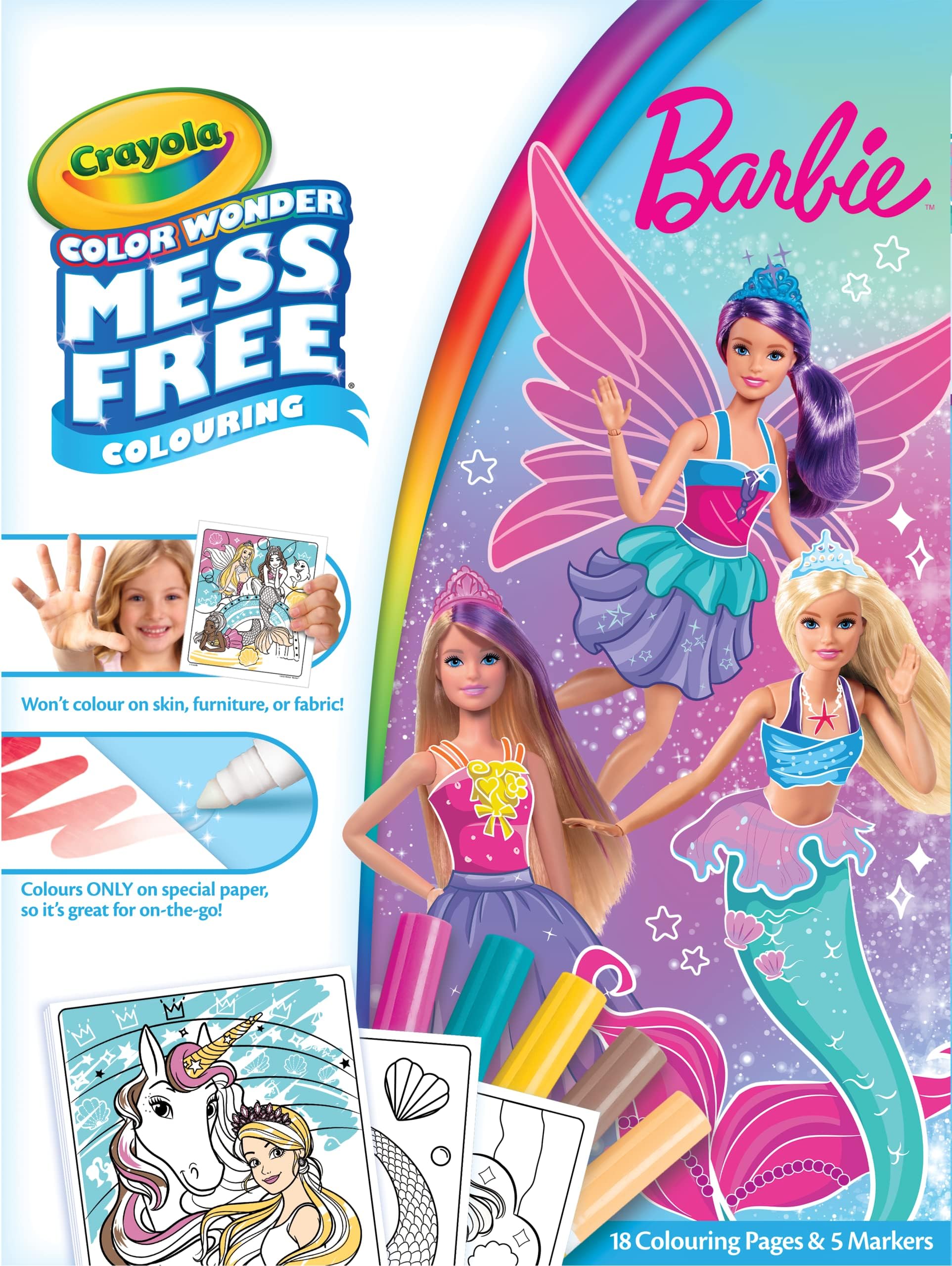 CRAYOLA Color Wonder - Barbie | Mess-Free Colouring Book (Includes 18 Colouring Pages and 5 Magic Color Wonder Markers) | For Ages 3+