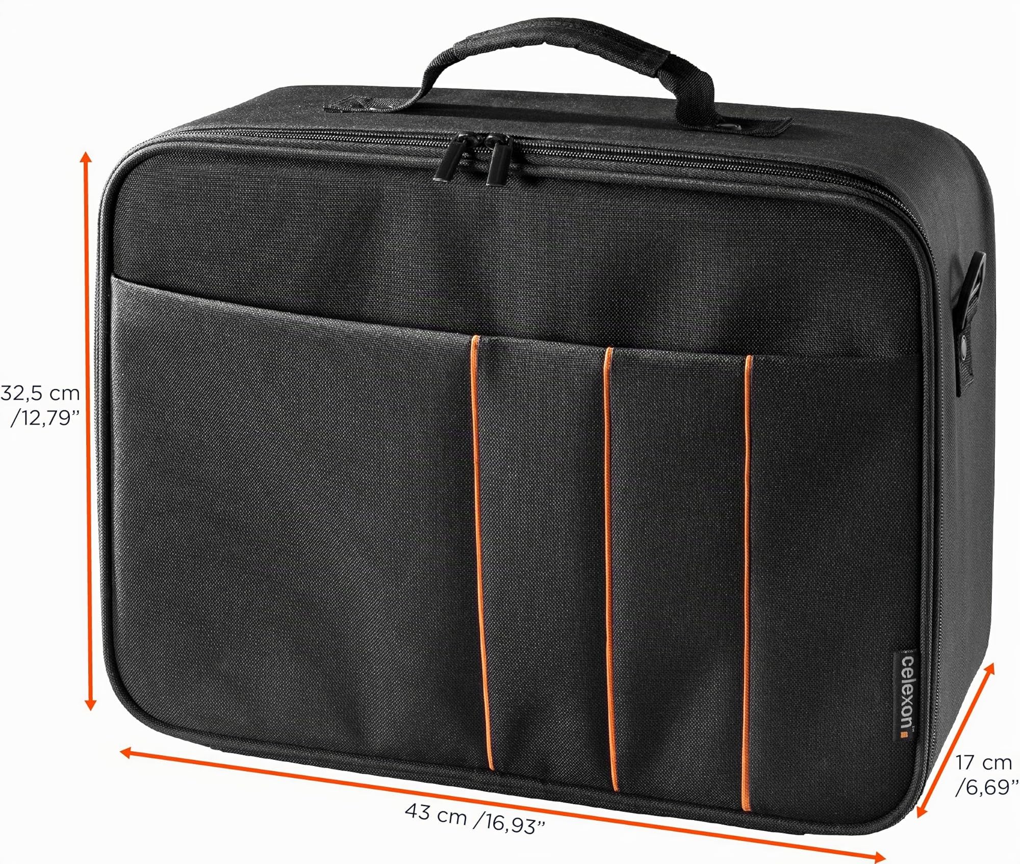 celexon Beamertasche Economy Large - 41x29x15 cm - Hartschalenrahmen - wasserabweisend & abwaschbar - 100% Polyester - schwarz