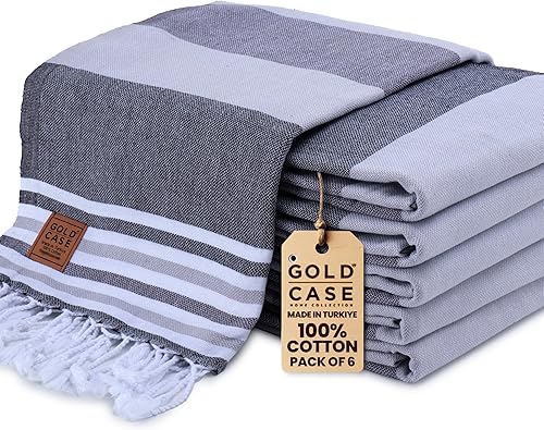 Miniatura 22 de Gold CASE Juego de 6 Toallas de Playa Turcas – Toallas de Baño Grandes 100% Algodón 70 x 38'' – LYCIA de Tamaño Extra Grande, Secado Rápido y Sin
