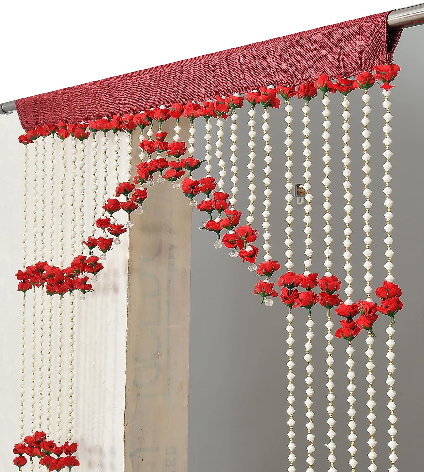 Buy GOYTEX Modern red Rose Beads Hanging toran Curtain for mandir 7