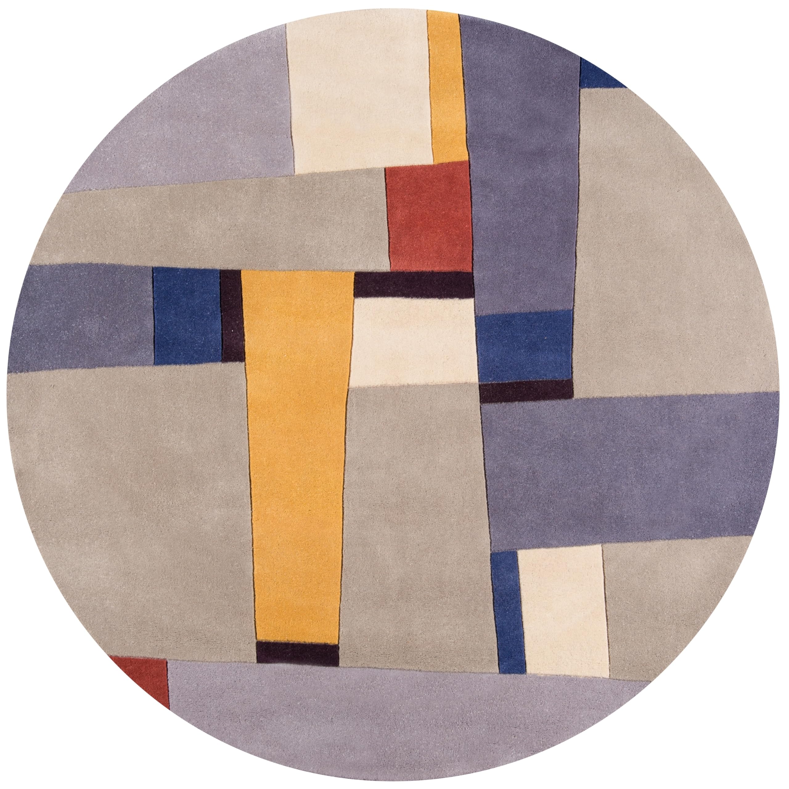Momeni Rugs New Wave Collection, 100% Wool Hand Carved & Tufted Contemporary Area Rug, 5'9" Round, Grey