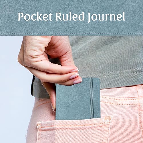 Miniatura 5 de BEECHMORE BOOKS Cuaderno rayado, 4.1 x 5.8 pulgadas, A6 160 páginas rayadas, diarios de cuero de tapa dura para mujeres, hombres, escritura y