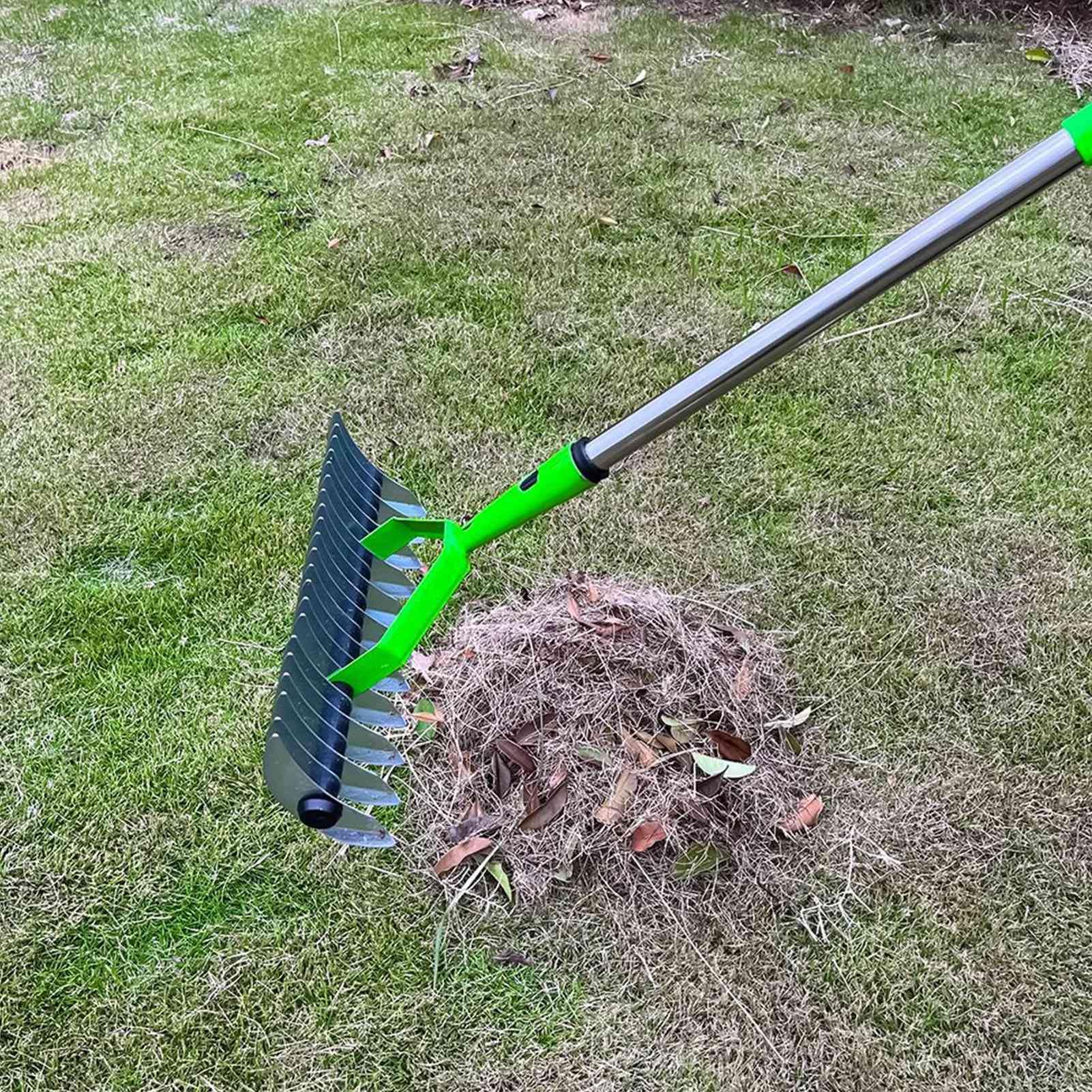 Alomejor Stainless Steel Thatch Rake with Ergonomic Handle