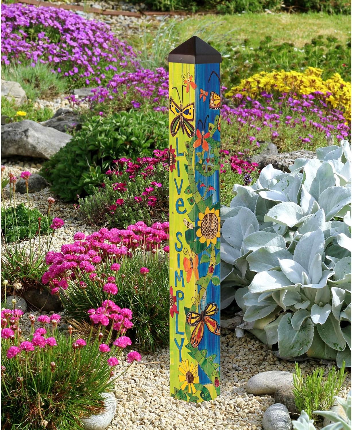 Studio M Art Pole Outdoor Decorative Accessory for Landscaping, Gardens, and Yards, 40 Inches Tall Weather Resistant PVC with Vinyl Wrap, Grace and Gratitude