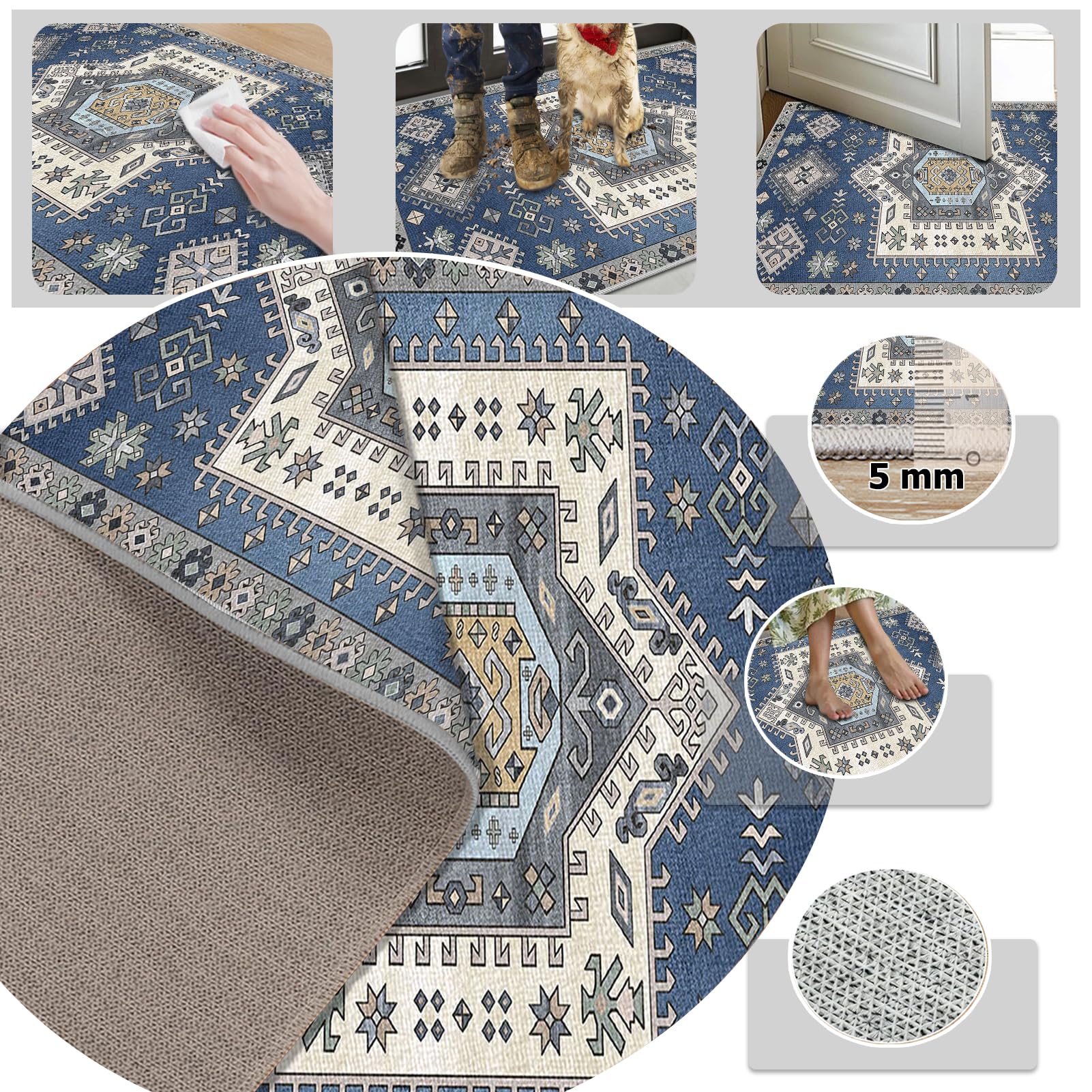 Duże dywany do salonu, nie gubi włosia, dywanik przy łóżku do sypialni dziecięcej, dywan podłogowy do salonu, wejścia, biura, dekoracja, 130 x 170 cm, nadająca się do prania, mata podłogowa do kuchni