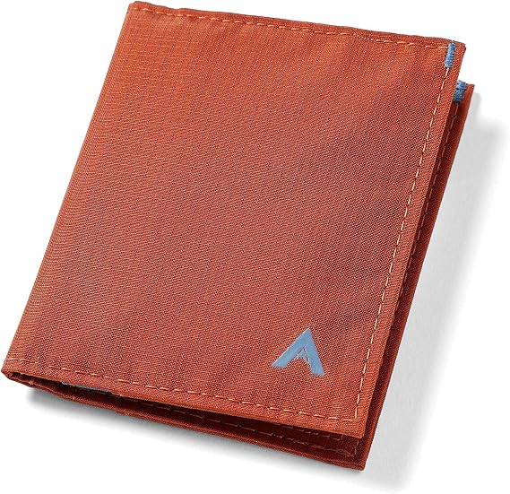 Allett Hybrid Card Wallet & Pen Bundle | Potters Clay, Nylon, RFID Blocking, Vertical Layout | Slim, Minimalist, Bifold, Card Holder, Water Resistant | Holds 3-10+ Cards, Cash | Stainless Steel Pen