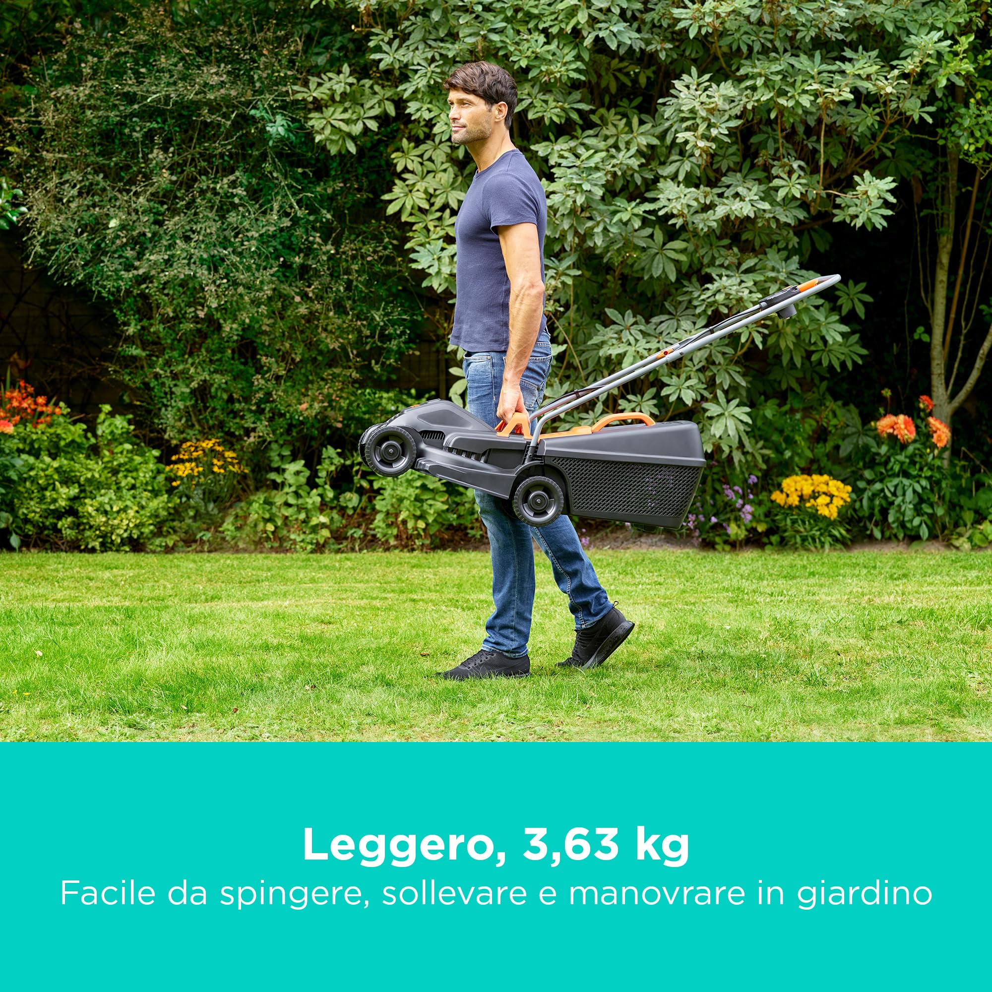 BLACK+DECKER BEMW351-QS 1000 W Larghezza Taglio 32 CM 3 Alt. Taglio 20-40-60 MM E-Drive CAPACITA' Cesto 30 L