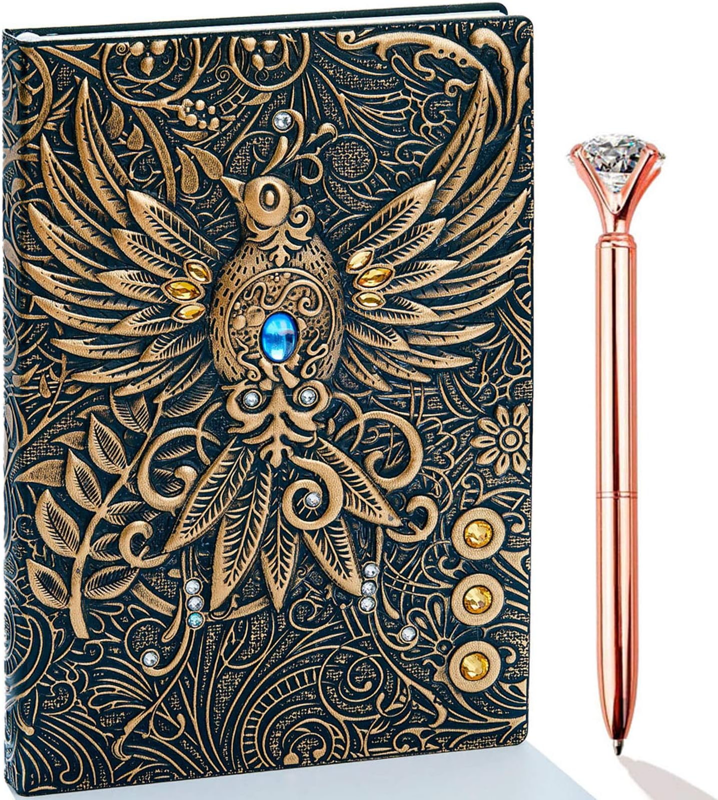 Handmade Vintage Large Leather Grimoire Journal: Blank Spell Book Of Shadows, Deckle Edge Paper Travel Writing Personalized Notebook