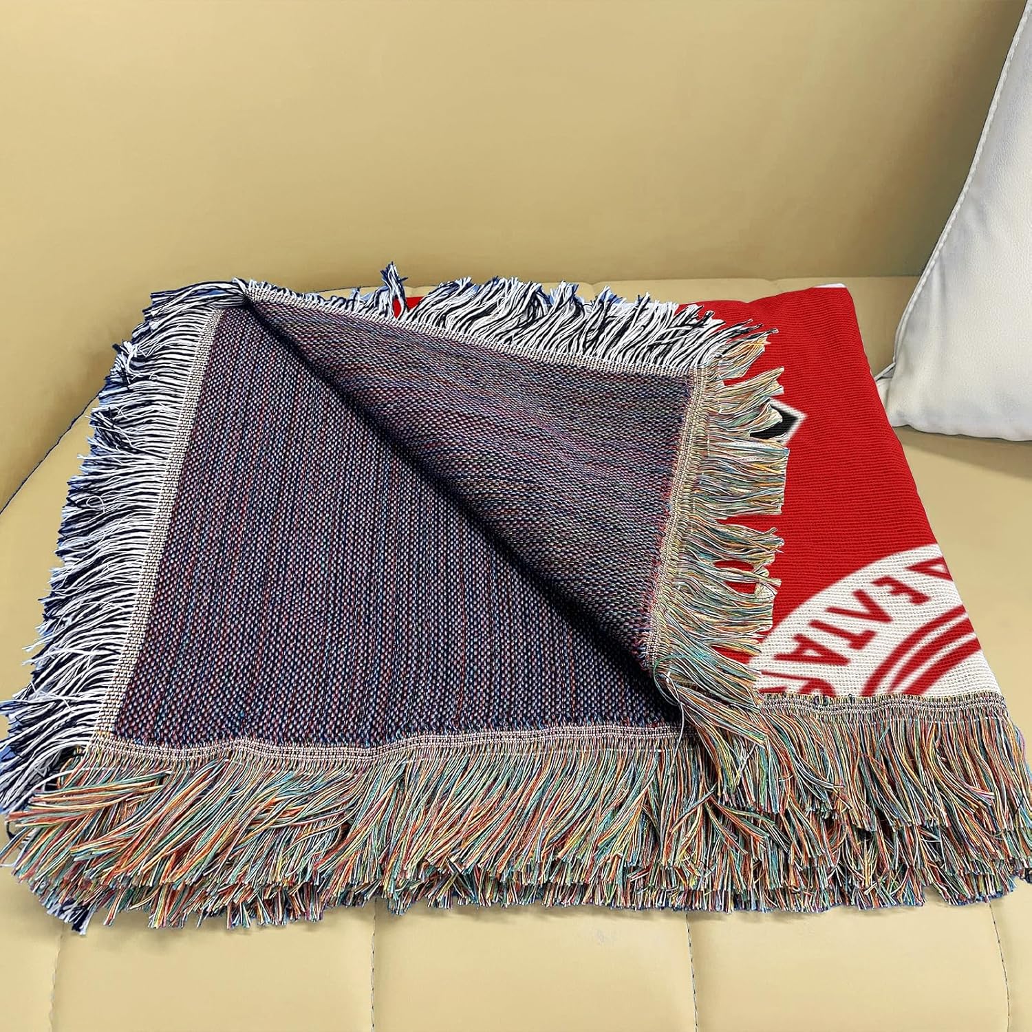Personalized Sorority Woven Blanket with Fringe, Soft Warm Cozy Throw Home Decorative Blankets Custom Name Sorority Gift Red 1913