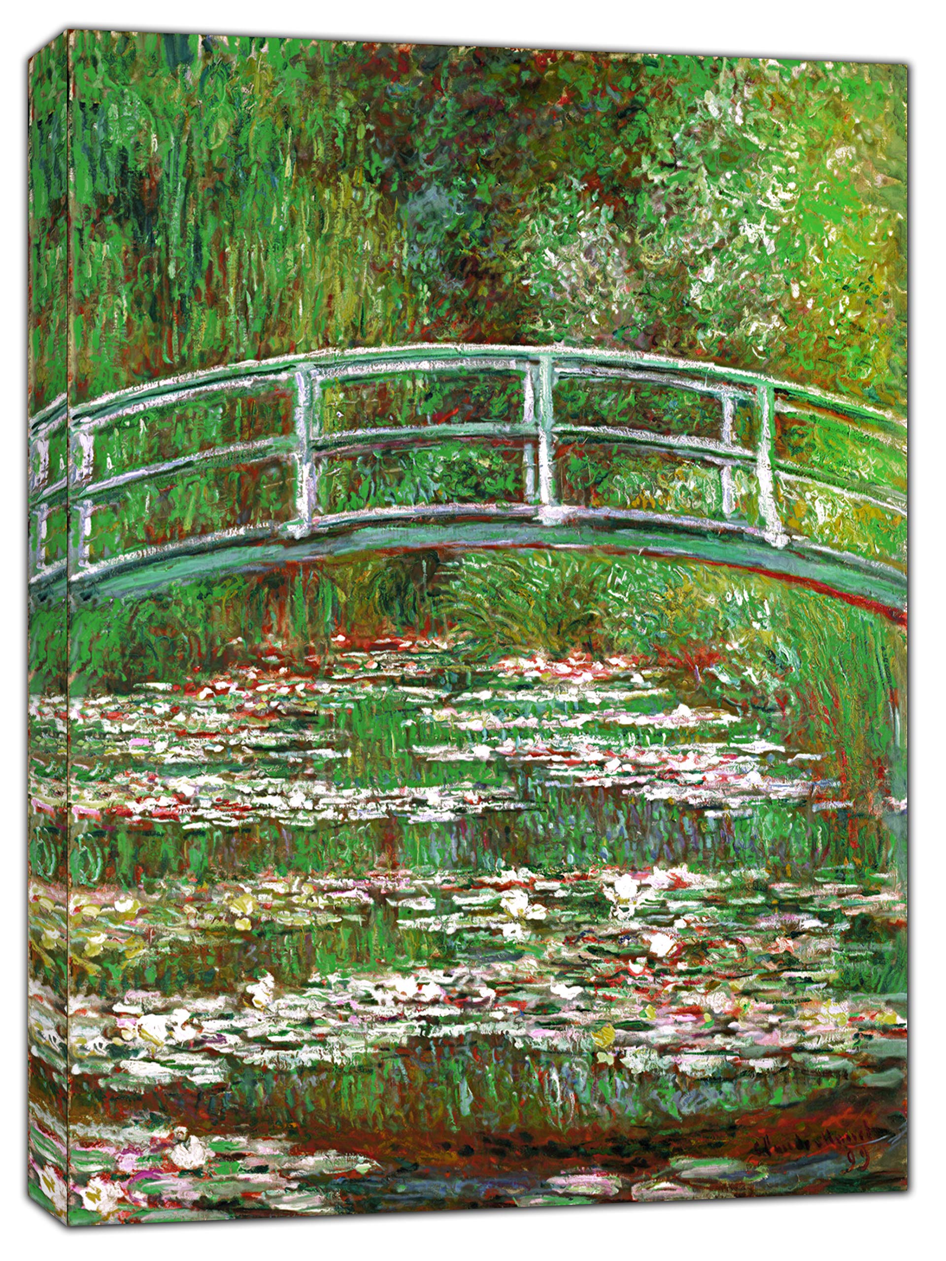 Claude Monet Lilia wodna mostek, obraz, reprodukcja obrazu, druk na oprawionym płótnie, sztuka ścienna, dekoracja domu, 86 x 60 cm, głębokość 38 mm