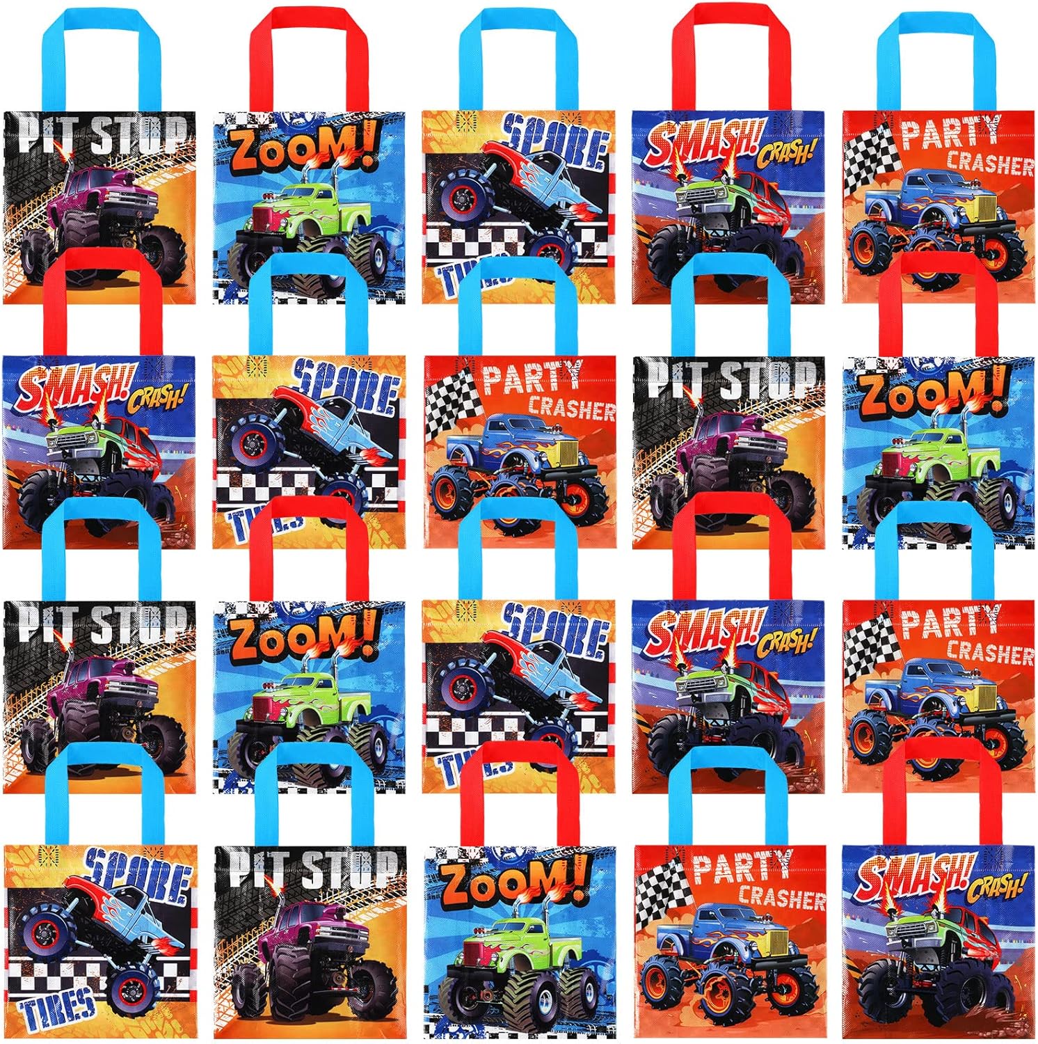 Pinkunn 20 Pcs Truck Bags Nonwoven Gift Tote Bags Truck Themed Bags with Handles