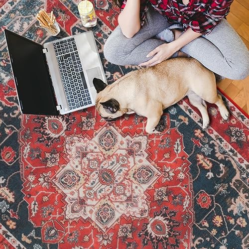 Miniatura 5 de Alfombra de área de 3 x 5 pies, lavable a máquina, alfombra para decoración de habitación, alfombra antideslizante para sala de estar, dormitorio,