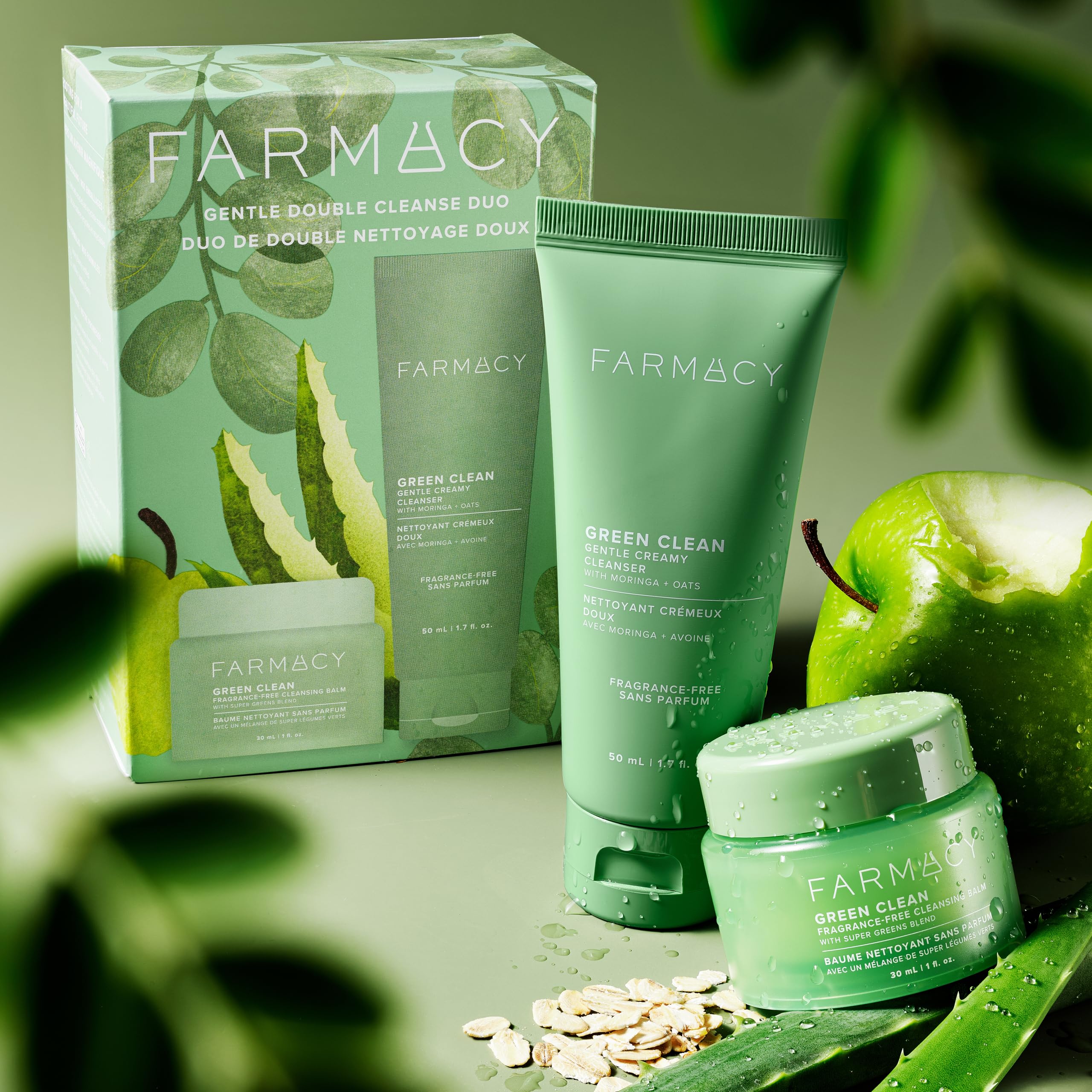 Farmacy Gentle Double Cleanse - Set de regalo de cuidado facial - Limpiador facial cremoso suave sin perfume + bálsamo desmaquillante - Elimina el maquillaje y ayuda a mantener una piel sana