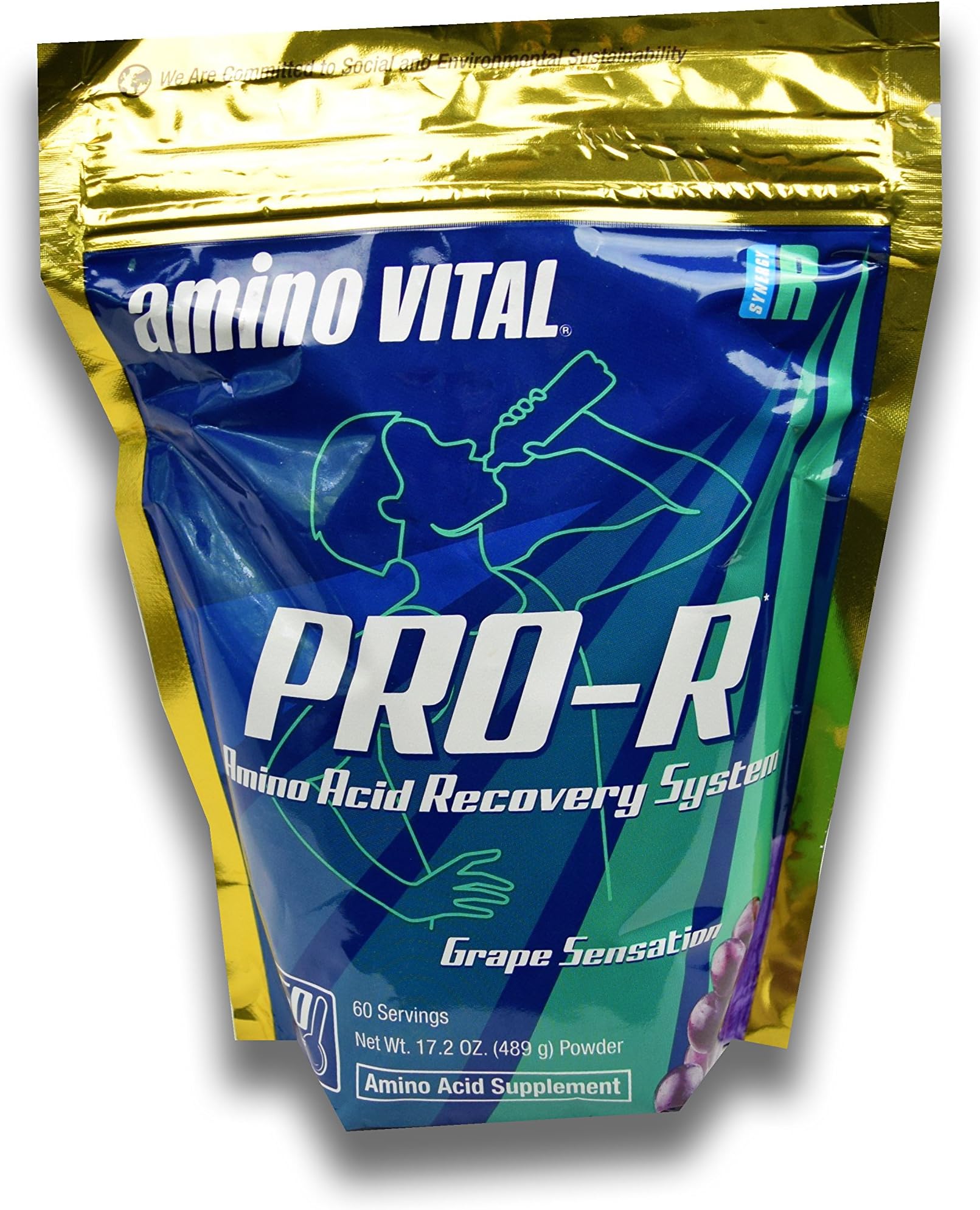 Amino Vital PRO-R - Amino Acids (BCAAs, Glutamine, Arginine) + Electrolyte + Carbohydrate Bulk Powder Drink Mix, Grape Sensation, 60 Servings, 17.2oz Pouch