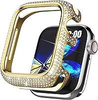 Vista 14 de Bling Cases - Fundas compatibles con Apple Watch de 1.575 pulgadas SE/Series 6, 5, 4, funda protectora de metal inoxidable con diamantes de plateado