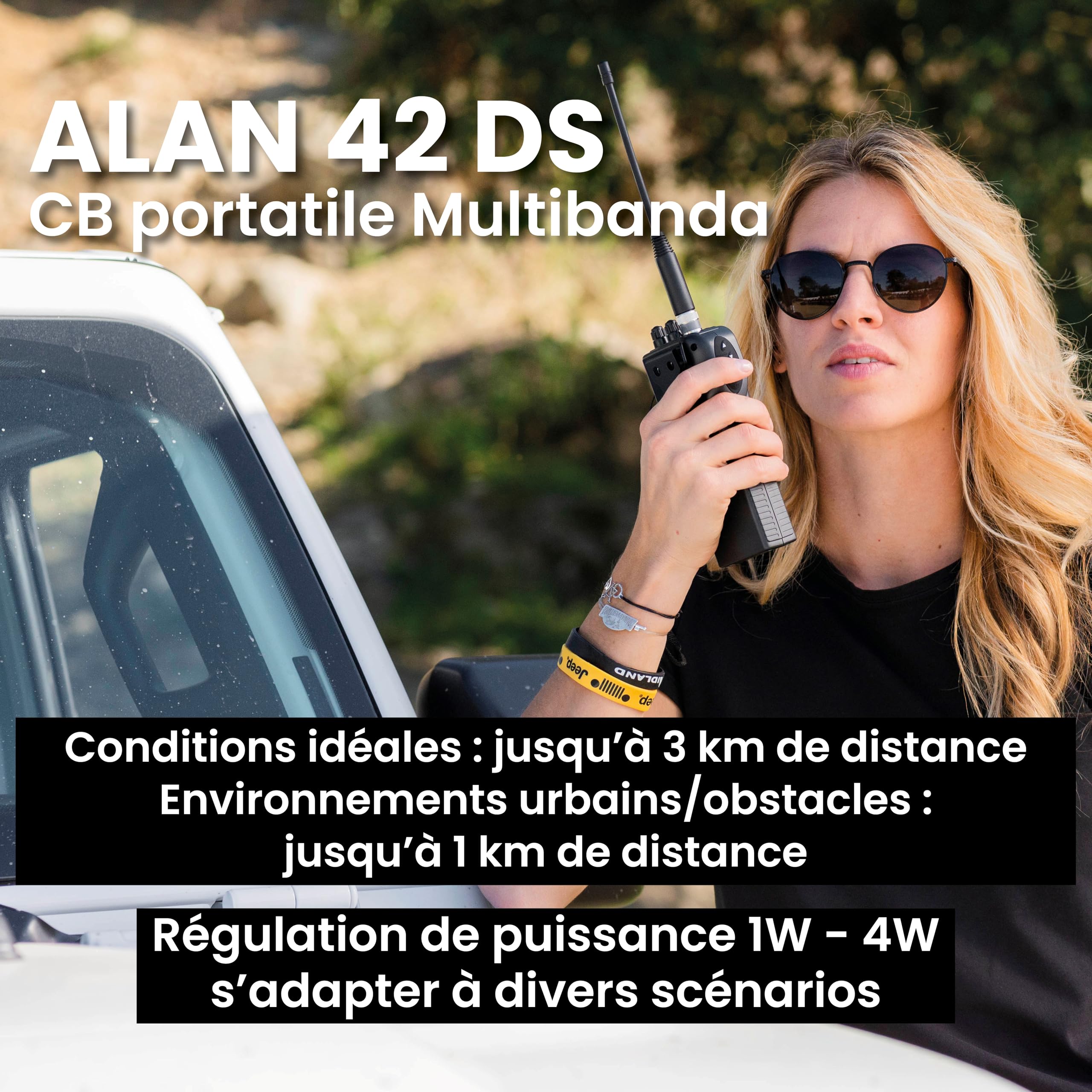 Midland - Radio CB Portable sans Licence Alan 42 DS, Multi Bande pour Tous les Pays EU, Squelch Numérique - Radio Récepteur Émetteur Professionnel AM/FM Prise 2 Pin, Antenne e Autres Accessoires