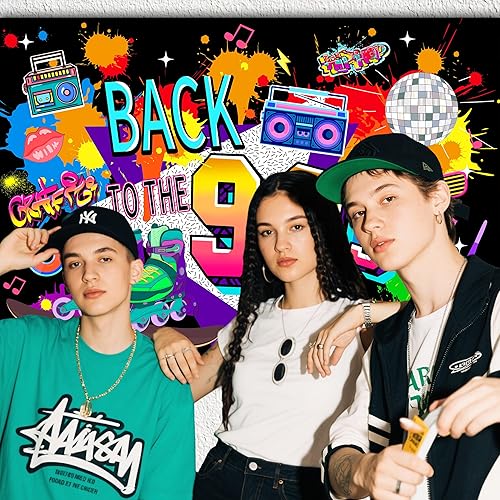 Miniatura 2 de Fondo para fotos de los años 90, 8 x 6 pies, poliéster de los años 80, pancarta de regreso a los 90, decoraciones de fiesta de los años 90,