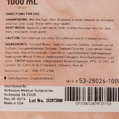 Miniatura 8 de McKesson Gel de baño y champú, bolsa de repuesto, aroma a albaricoque, 33.8 fl oz, 10 unidades