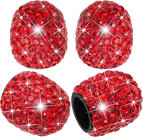 4 tapas de válvula de vástago de neumático con diamantes de cristal brillante, a prueba de polvo, tapas universales para válvulas de neumáticos para