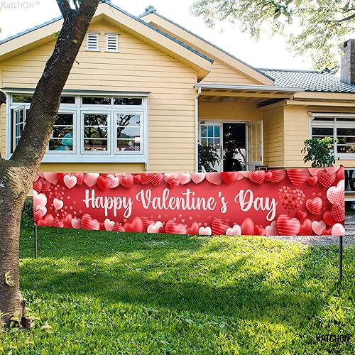 Miniatura 9 de KatchOn, Cartel de feliz día de San Valentín para exteriores, extra grande de 120 x 20 pulgadas, decoración del día de San Valentín para exteriores,