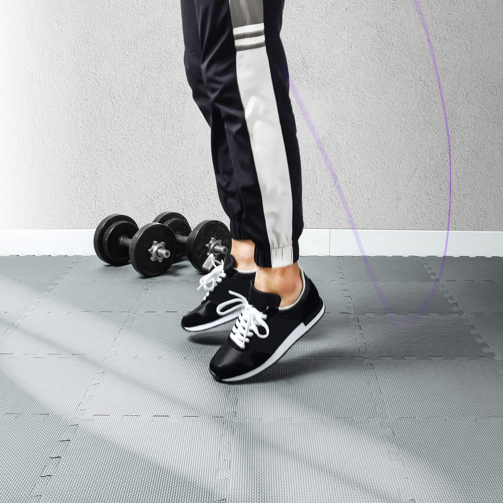 qqpp EVA Rubber 18 Tiles Interlocking Puzzle Foam Floor Mats - Baby Play Mat for Playing | Exercise Mat for Home Workout. Gray. QC-Lb18N