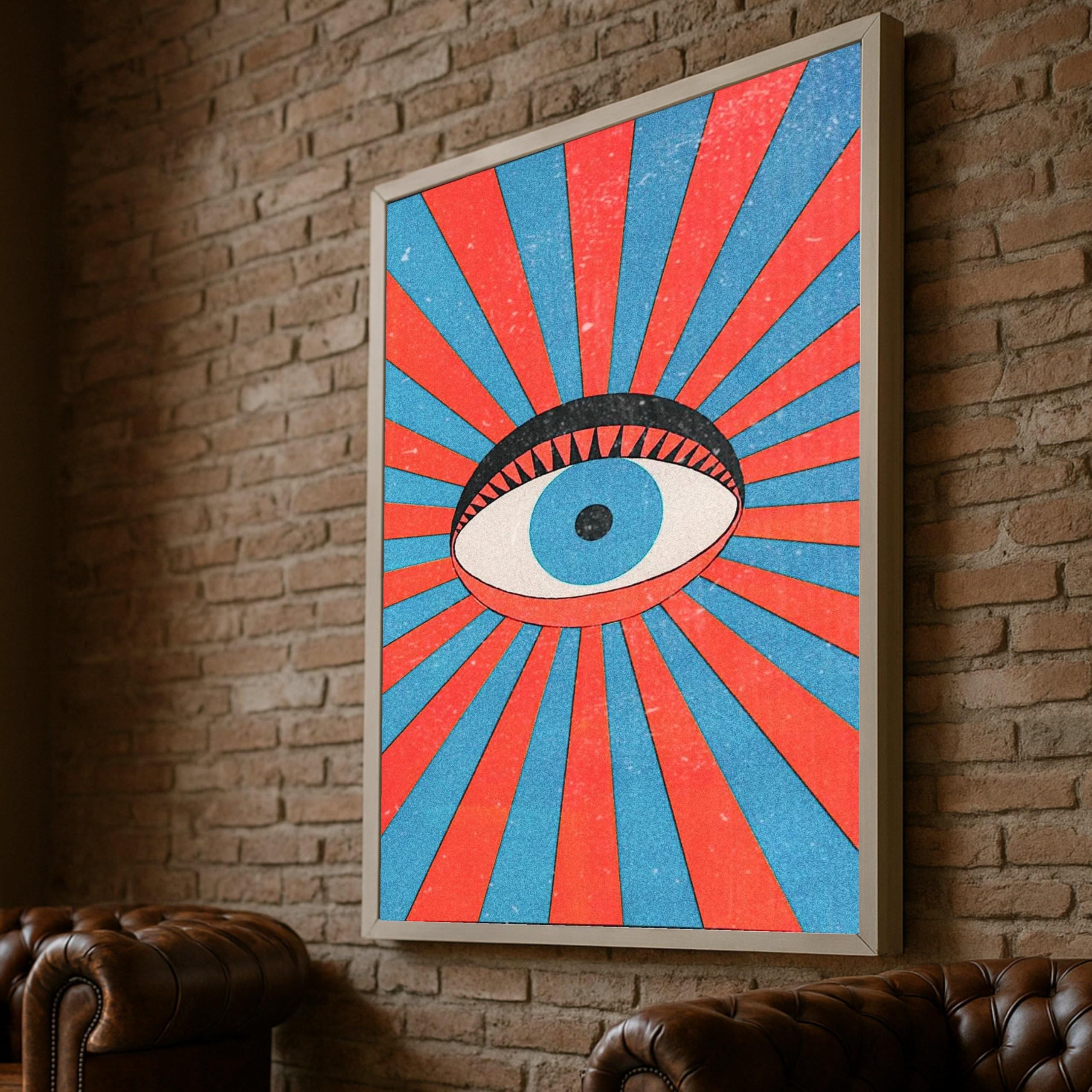 Décoration murale abstraite géométrique bleu orange 70x100cm - 8