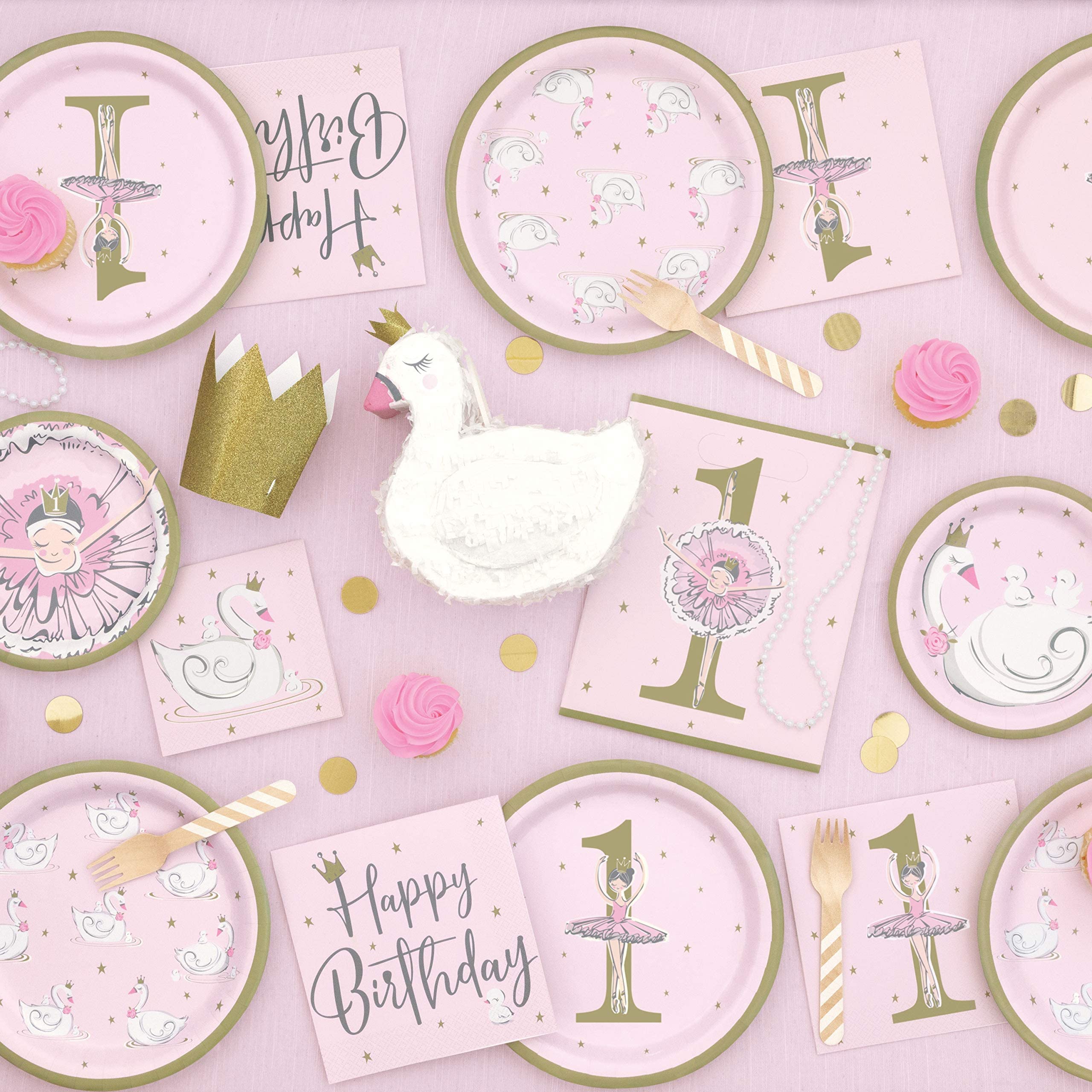 Unique Party Piatti Di Carta Oro Rosa 18 Cm - Confezione 8 Pezzi Per Feste E Compleanni