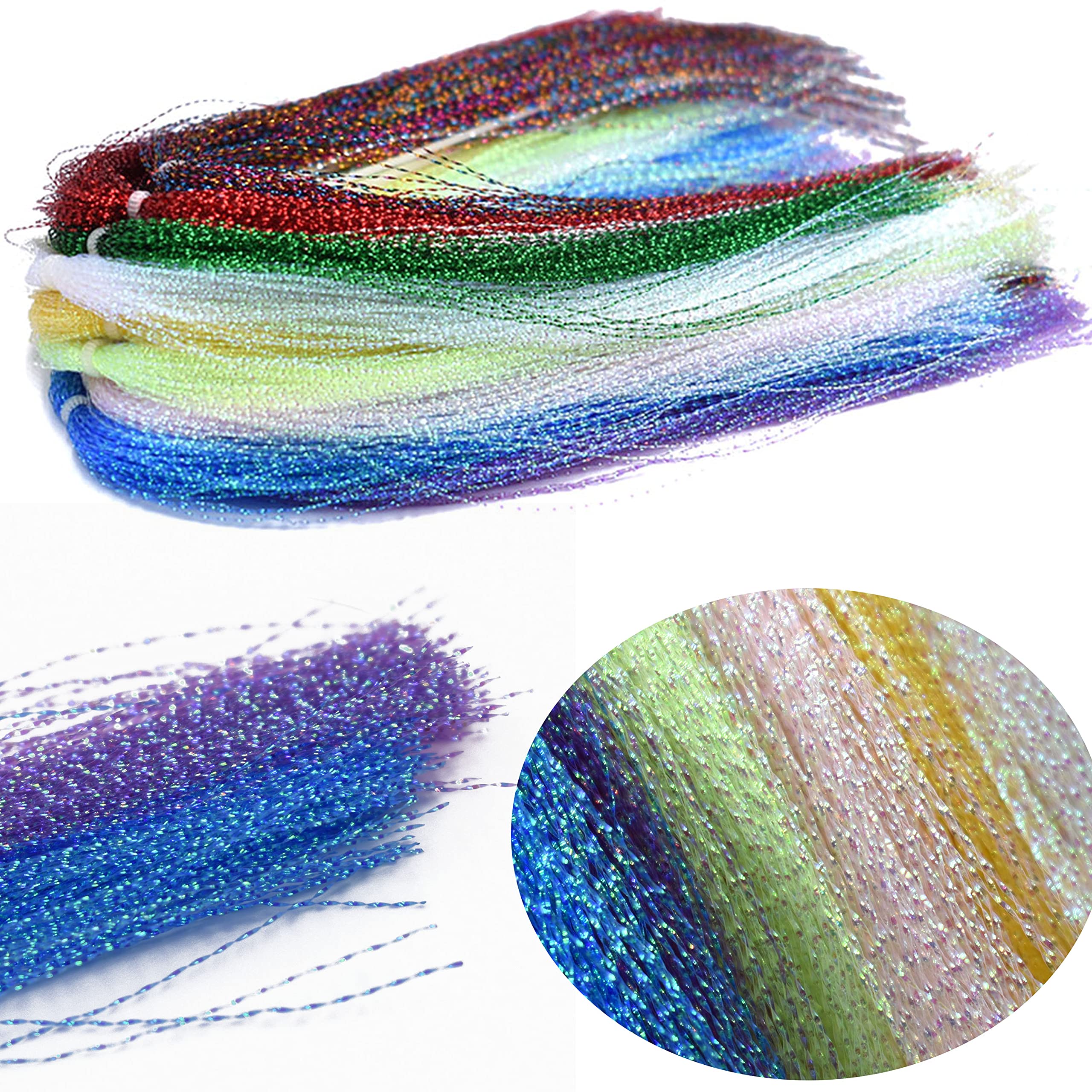 Phecda Sport 10 Pack Crystal Flash Line Fly Tying Material for Fishing Lure Flies (10 Random Colors)