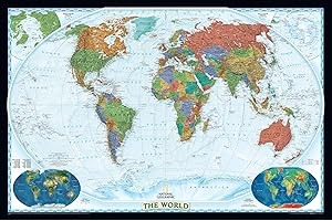National Geographic's Framed Map of the World: A Vibrant Canvas of Continents
