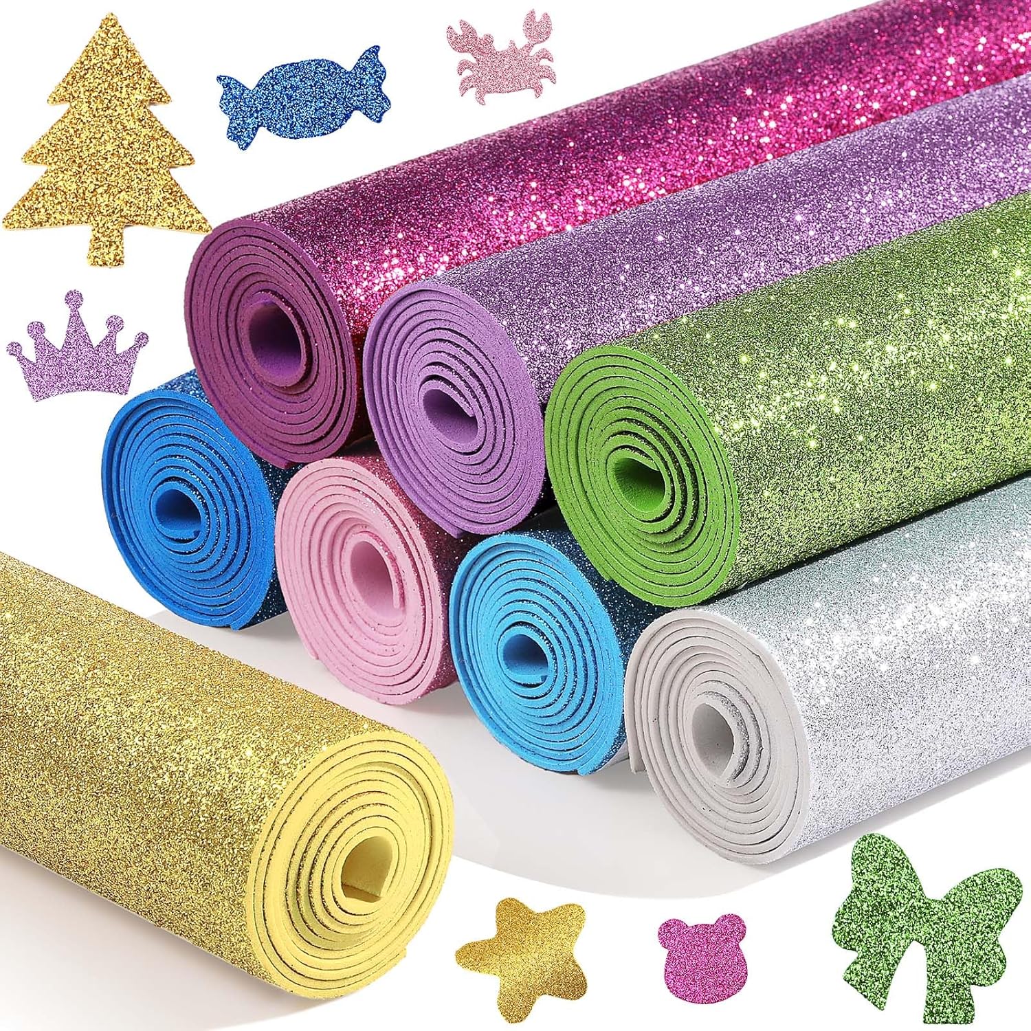 Fainne 8 Pcs Craft Foam Sheet Roll, 39''x13'' Colorful EVA Foam Sheet for Valentine's Day Craft Classroom Bulletin Board Cutout Hanging Decor Wedding Favors DIY Projects(1.5 mm Thick,Classic Colors)