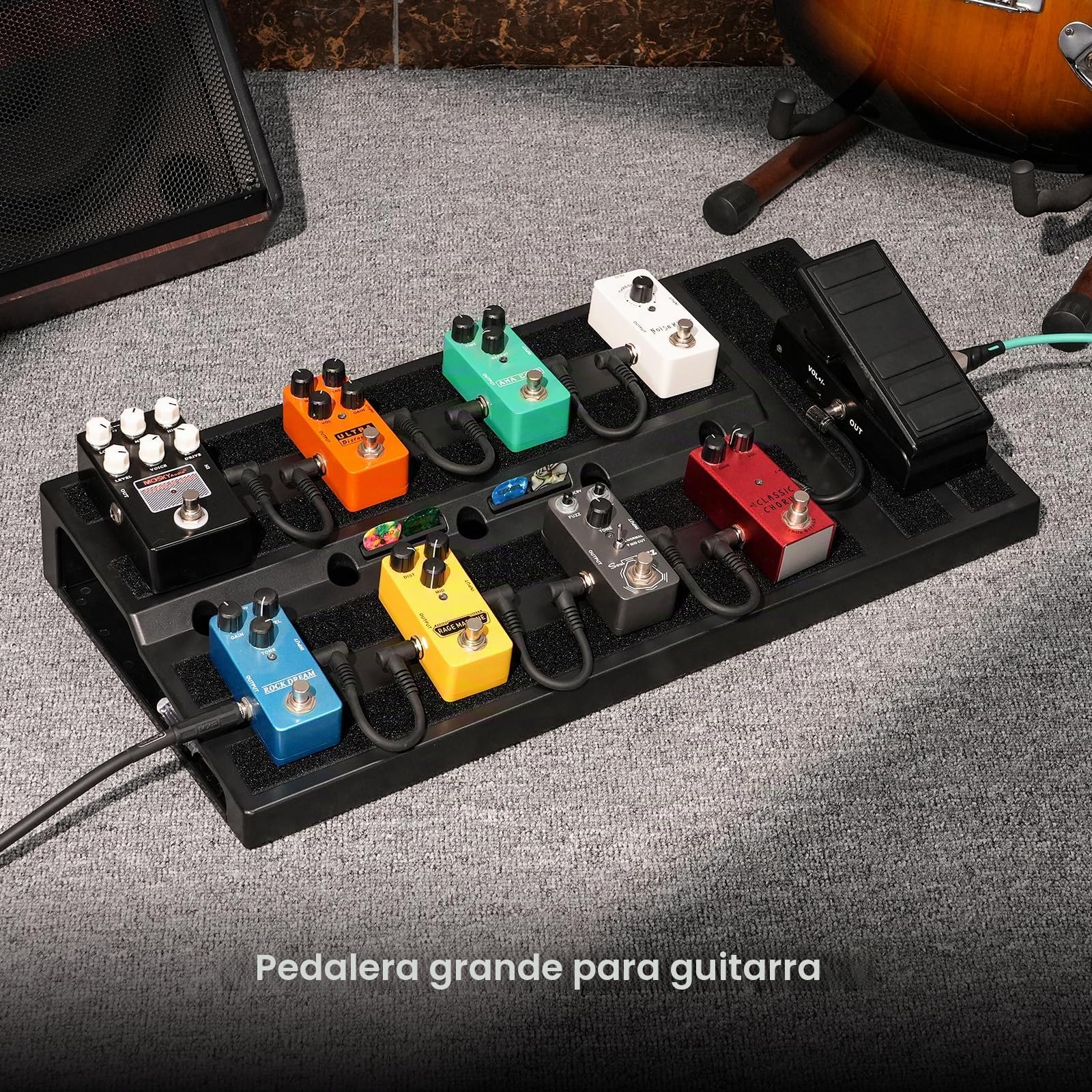 LEKATO Pedalera de guitarra con bolsa, gran espacio para múltiples efectos, diseño duradero y portátil para músicos