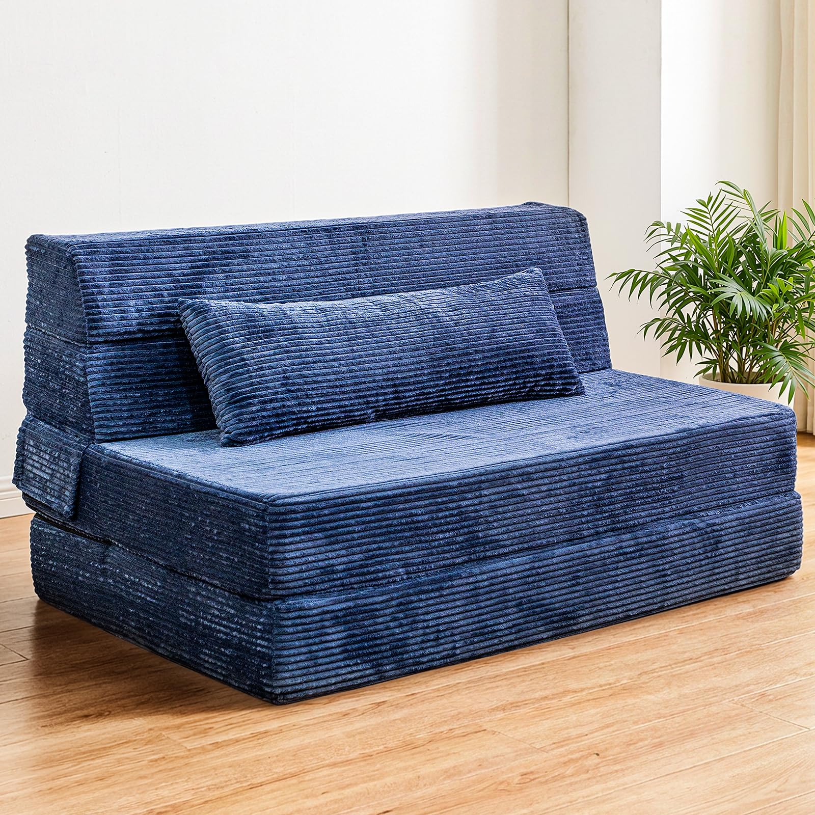 Folding Sofa Bed Convertible Sleeper Chair with Pillow High Density Memory Foam Fold Out Couch Foldable Mattress Futon