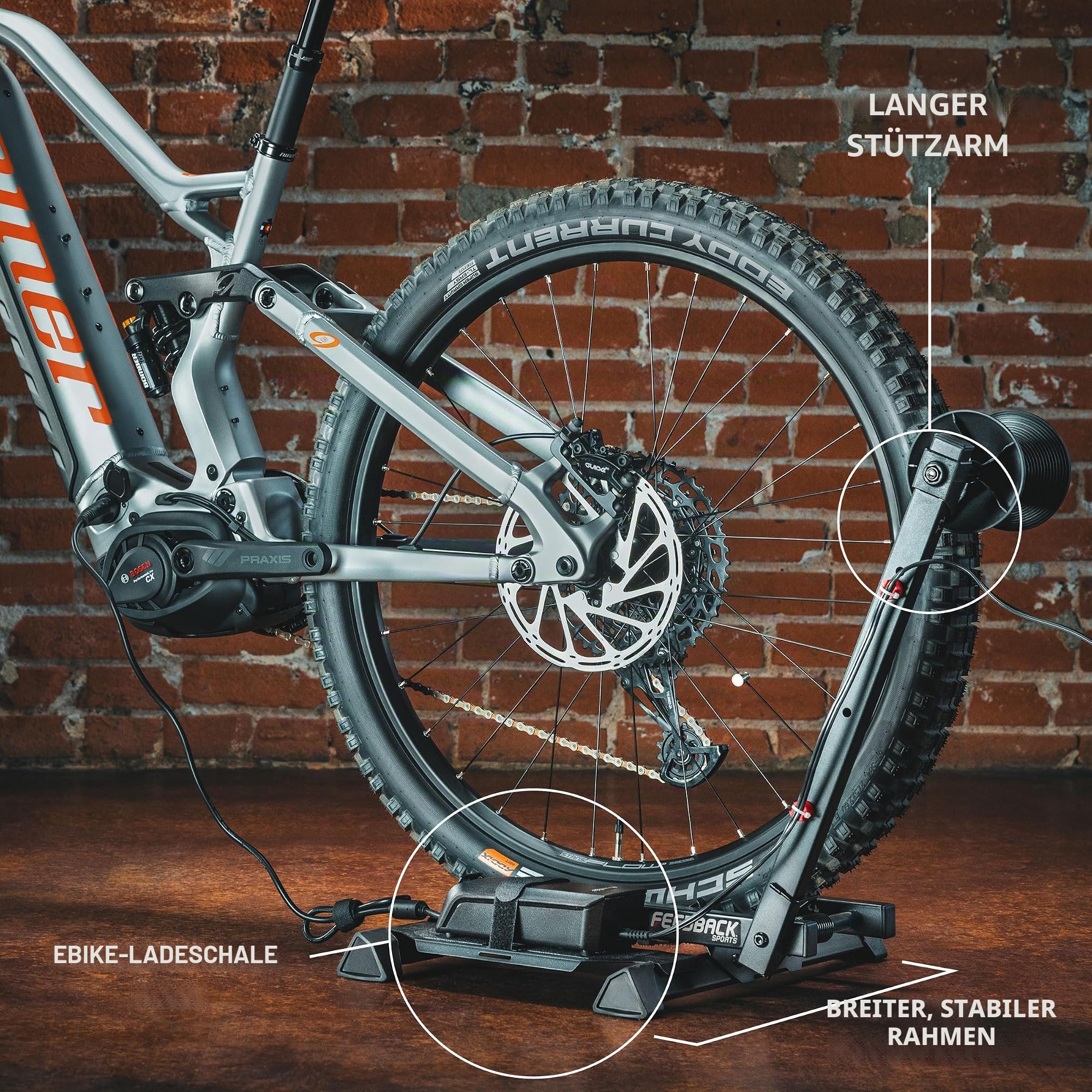 Feedback Sports Rakk 2.0 E-Bike-Fahrradständer, freistehender Bodenständer für E-Bikes mit magnetischem Kabelorganizer