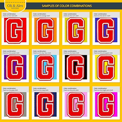 Miniatura 566 de Parches de letras termo-adhesivas de alta calidad – Lindas letras para ropa – Parche universitario para ropa – Letras bordadas de 4 1/2 parches