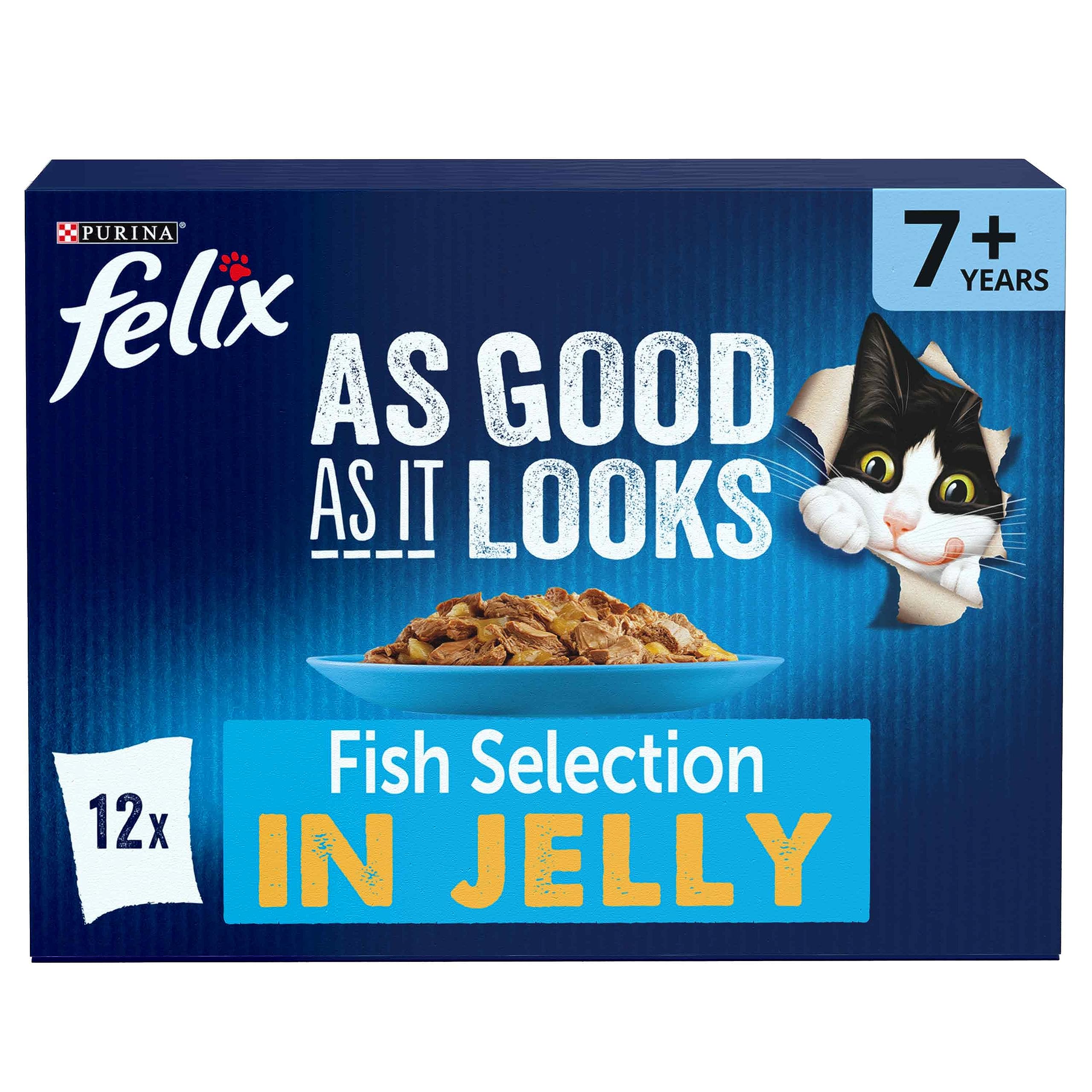 FELIX As Good As it Looks Senior 7+ Fish in Jelly Wet Cat Food 12x100g (Pack of 4) — image 1