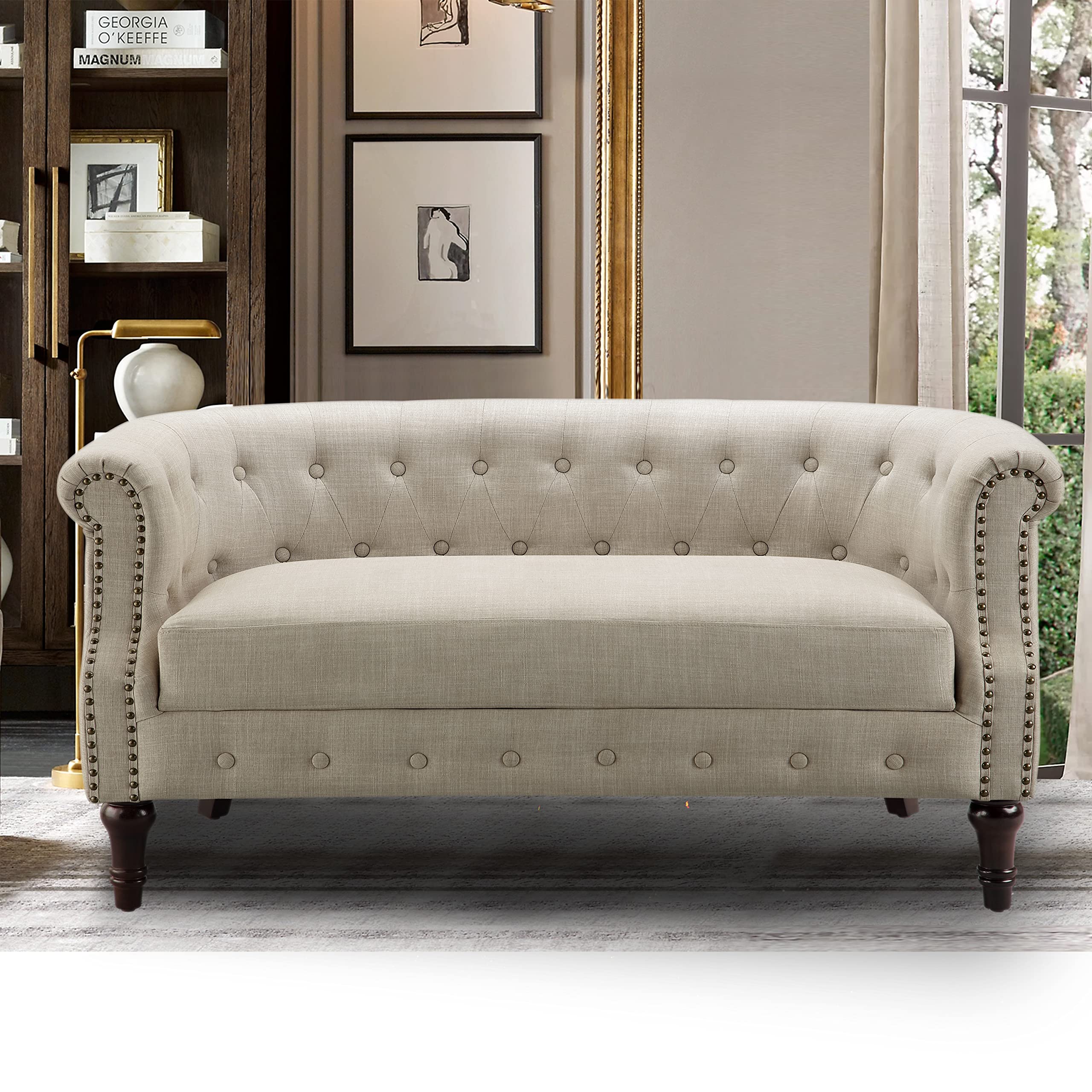 Snapklik.com : Rosevera Cassandra Fabric Tufted Buttons Loveseat Couch