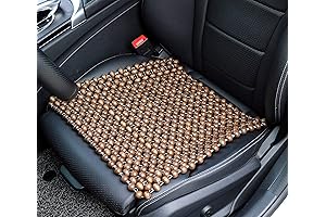 Comfy, Square Natural Wood Beaded Car Seat Cushion for Breathability