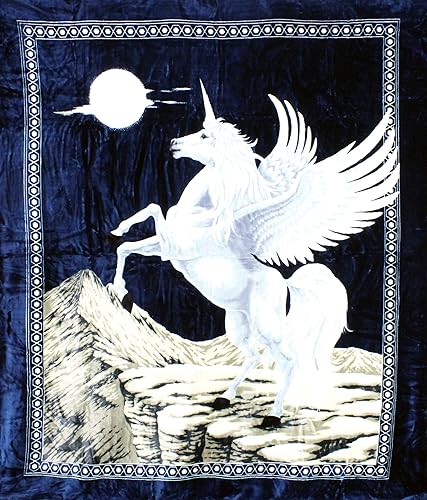 Miniatura 2 de FOHOG COLLECTION 4estaciones - Manta ligera de felpa azul unicornio de piel sintética de visón coreano