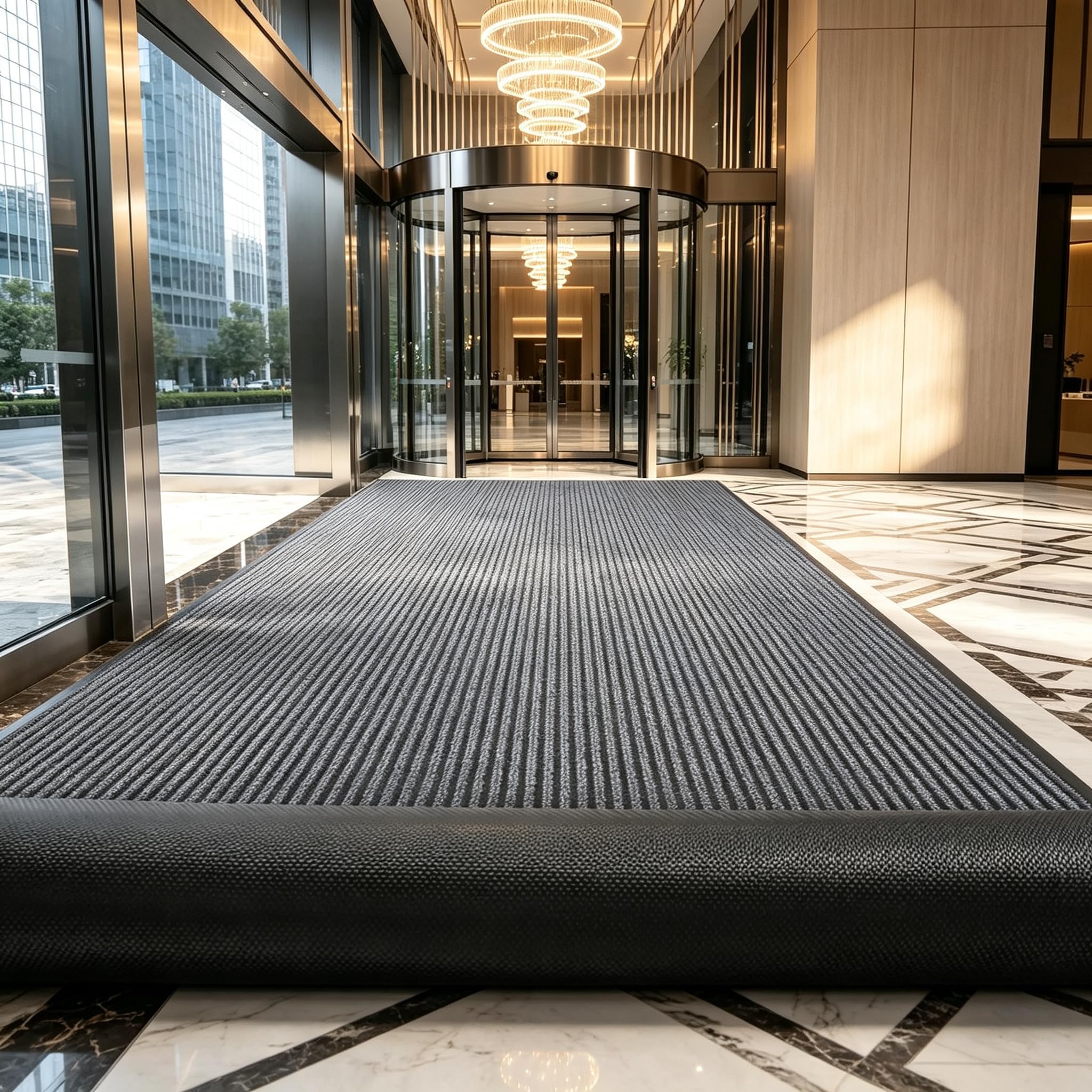 3x10 FT Extra Long Entrance Mat with Non Slip Rubber Backing, Indoor Outdoor Carpet Runner Rug for Entryway, Heavy Duty, Low Profile, Dirt Trapping and Moisture Guard(Charcoal Grey)