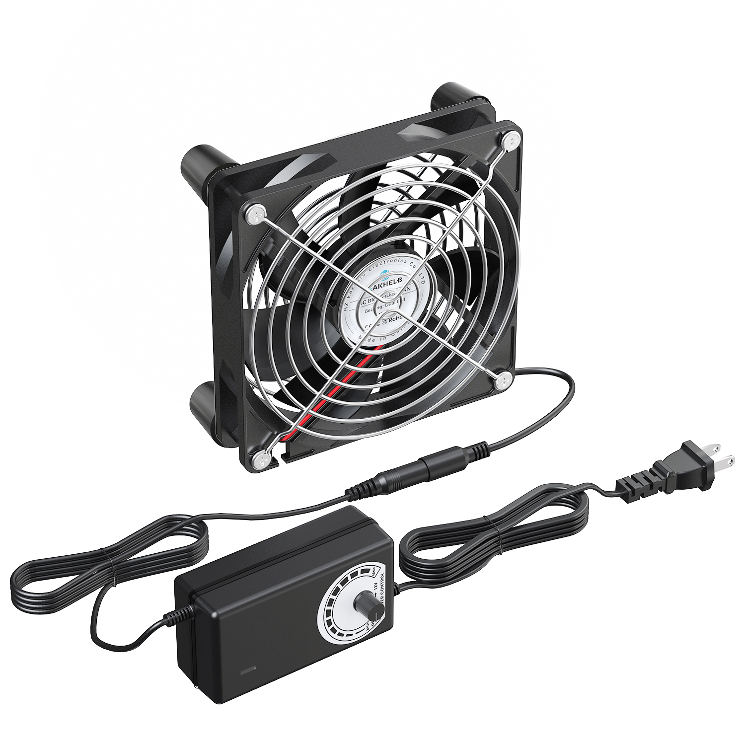 Aoreun Ventilator, 220 V, pc-ventilator, 120 mm, ventilator AC 12 V, dubbele rollerbal, behuizingsventilator met snelheidsregelaar, koelventilator voor pc/tv-box/V-kast, 120 x 25 mm