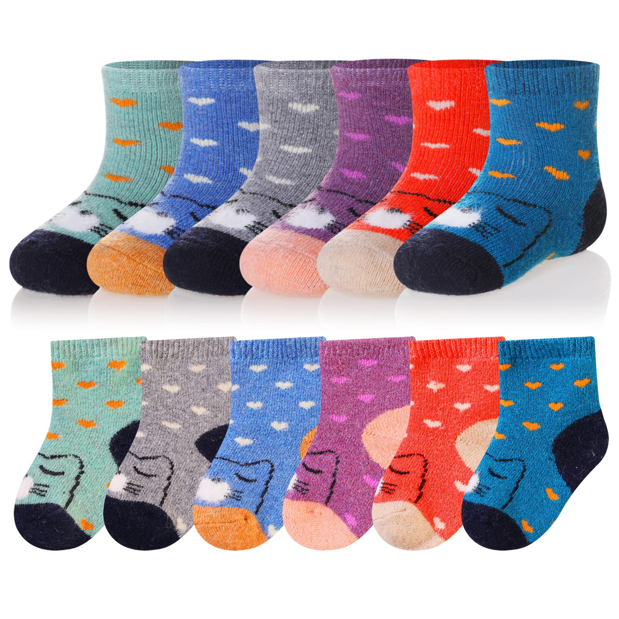 Eocom Baby Toddler Kids Wool Socks, Girls Boys Winter Warm Crew Socks