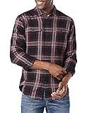 Amazon Essentials Men's Flannel Shirts, Long-Sleeve, Slim-Fit, Two-Pocket, Plaid Large Black Burgundy Plaid