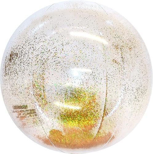 Vista 8 de Coconut Float Pelotas de playa inflables grandes de 27 pulgadas, perfectas para verano, fiestas de natación y juegos acuáticos Paquete de 3 purpurina