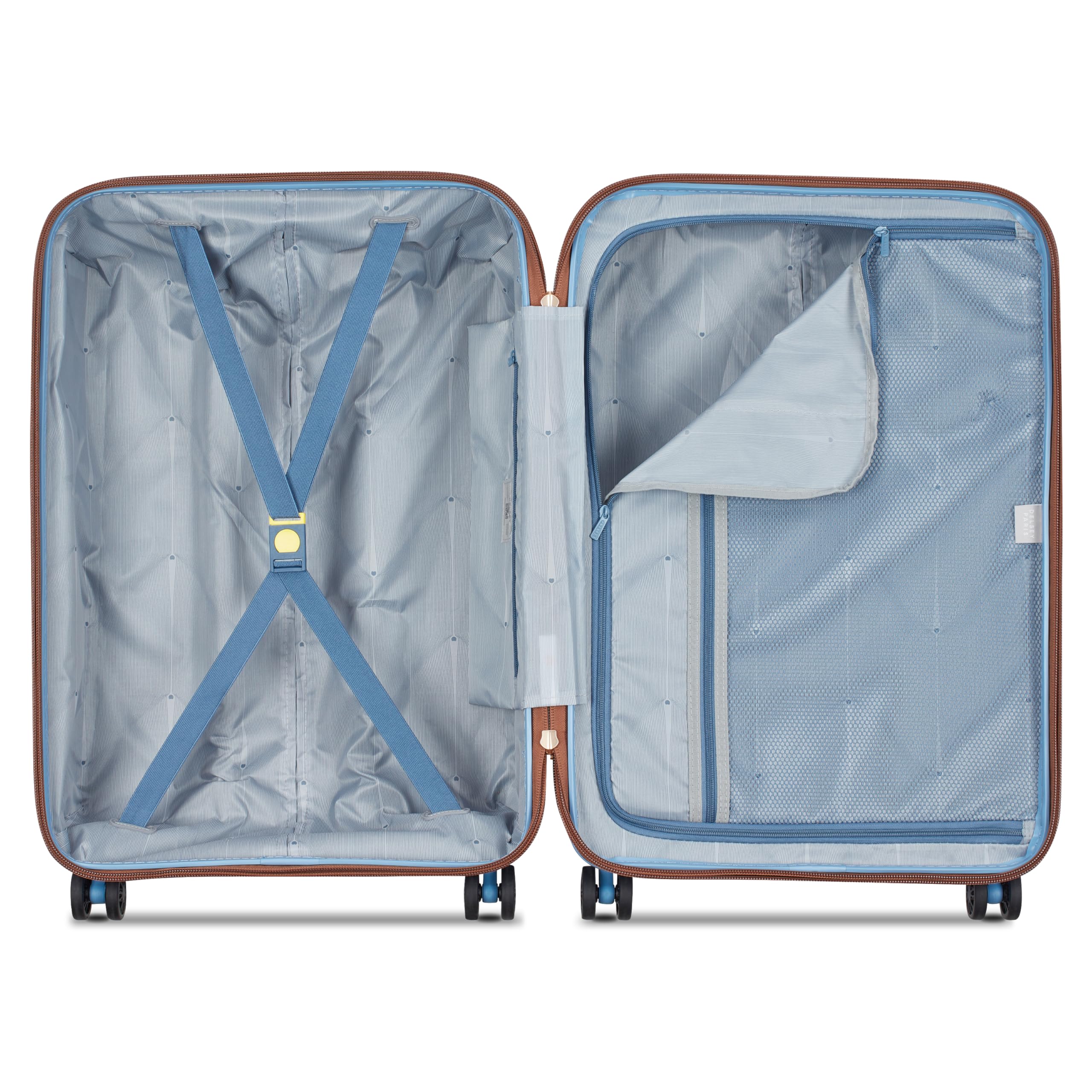 DELSEY Paris - Freestyle - Valise soute Rigide 66 cm x 44 cm x 28 cm - roulettes silencieuses - Coque légère et Solide - 70 L - L - Bleu Ciel