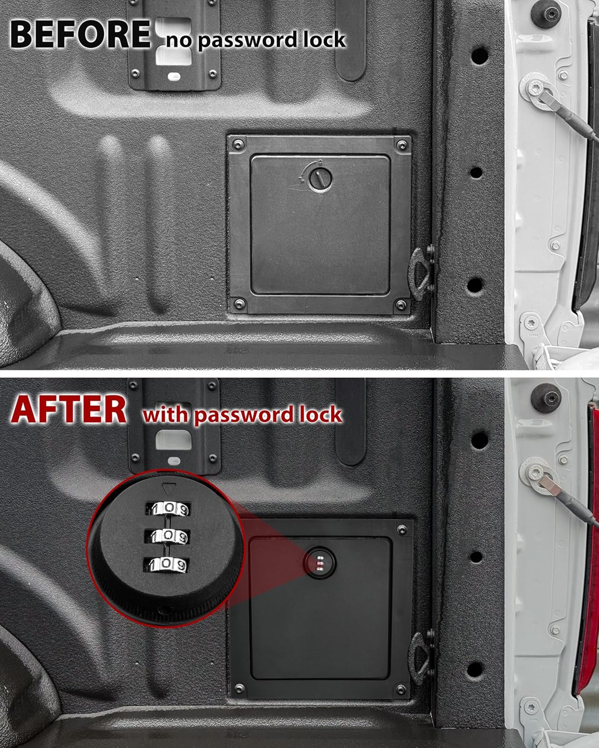 Bed Security Lockbox Cover with Code Lock for 2021-2026 Ford F-150, Rear Side Organizer Storage Box Panel Cargo Storage Bin Cover for Ford F150 2021-2026 Accessories, Password Protected