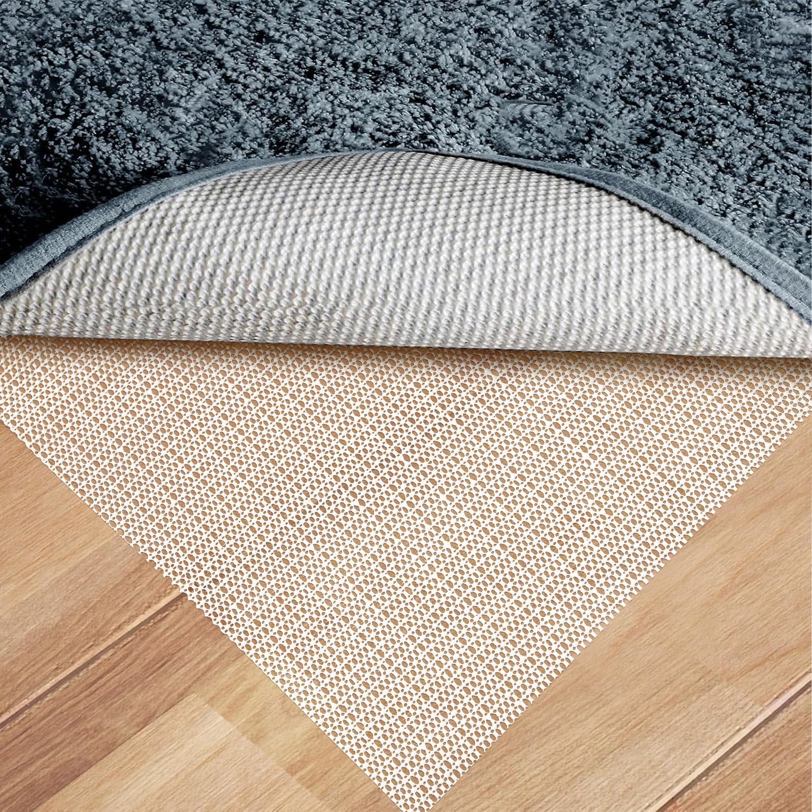 Tappetino Antiscivolo Per Tappeti | 2 Pezzi Da 4 Metri | In PVC Ispessito | Adatto Per Pavimenti In Legno E Moquette | Riduzione Rumore | Colore Bianco - 3