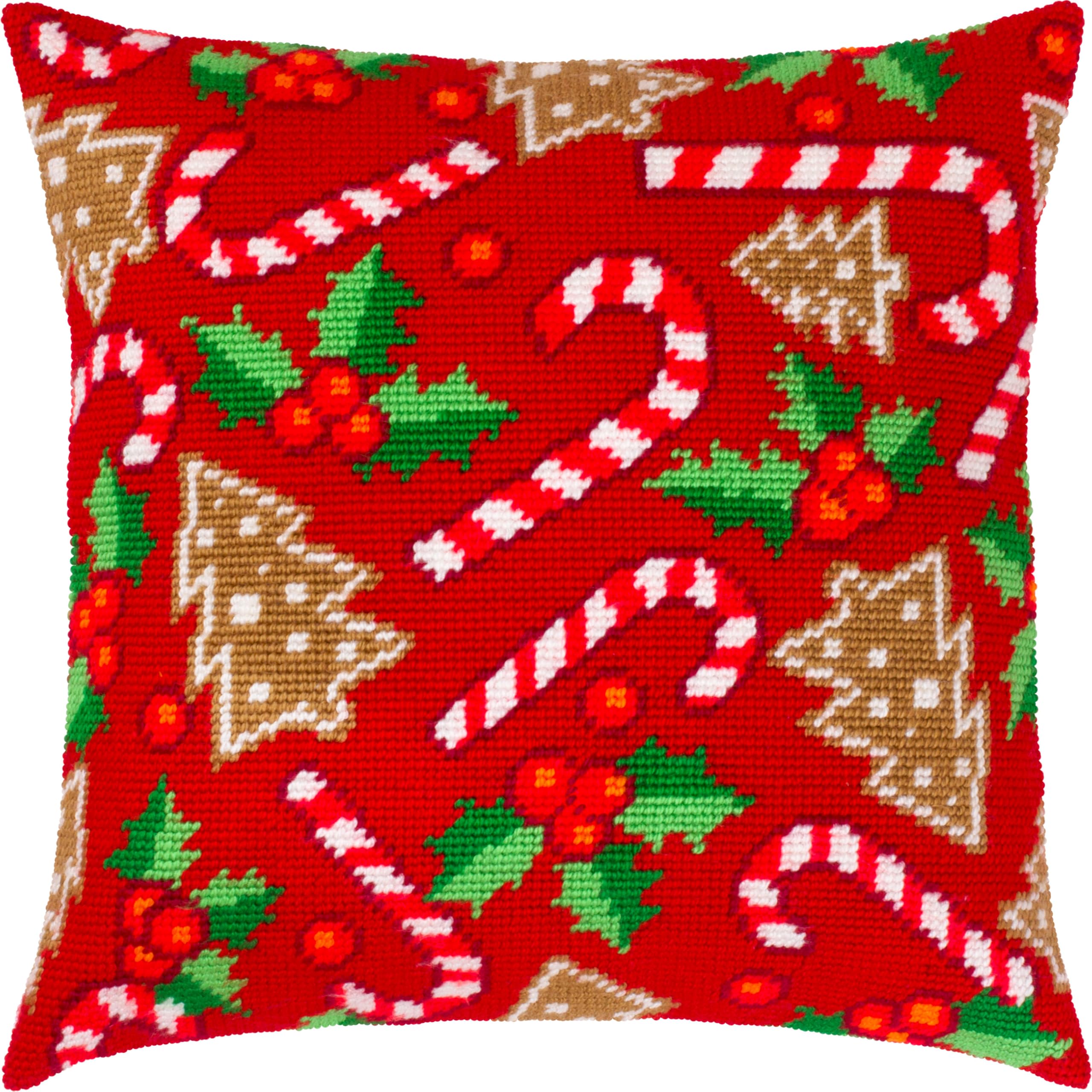 Brvsk Seasonal Stamped Cross-Stitch Kit for Adults and Beginners — Magical Christmas 16″ × 16″ with Clear, Precise Printed Design on Cotton Canvas; Includes 2 Needles, Yarn, and Easy-Read Chart