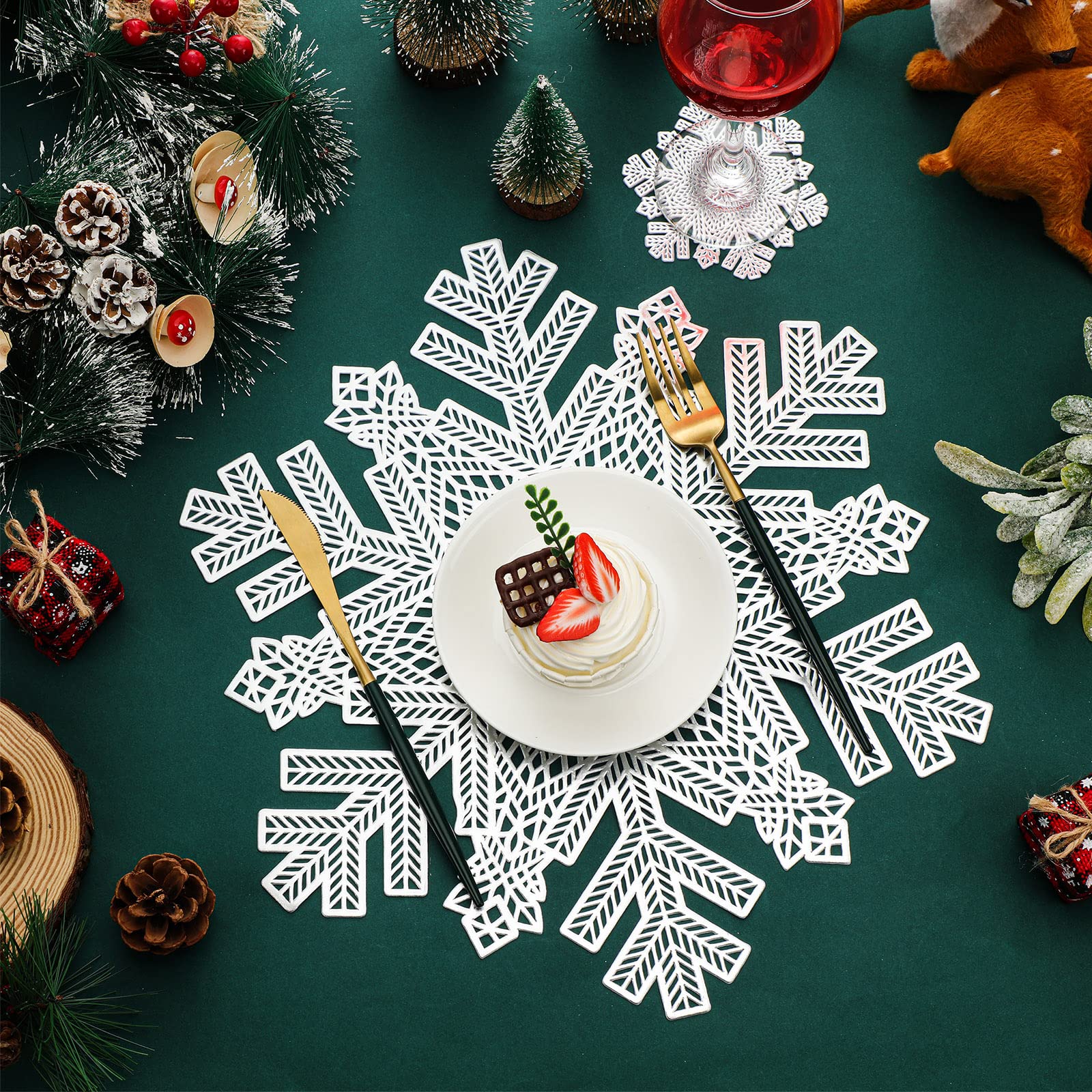 NEWKIBOU Juego De 6 Manteles Individuales De Navidad,diseño A Cuadros, Manteles Individuales De